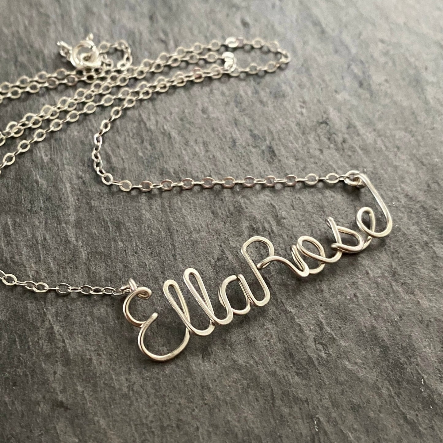 Two Name Silver Necklace. Sterling Silver Personalized Double 2 Name Script Necklace.