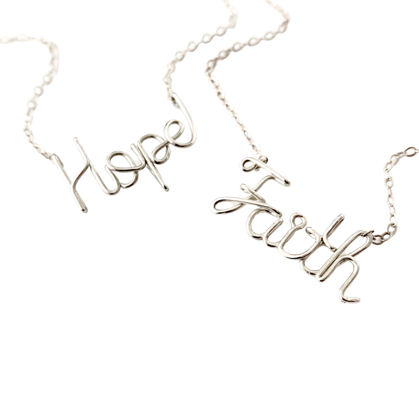 Name Necklace. Custom Sterling Silver Name Necklace. Personalized Script Font Wire Name Necklace.