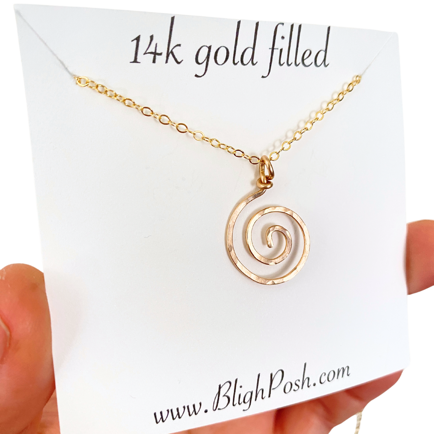 Gold Spiral Stud Earrings. Swirl 14k Gold Round Flat Hammered Stud Earrings.