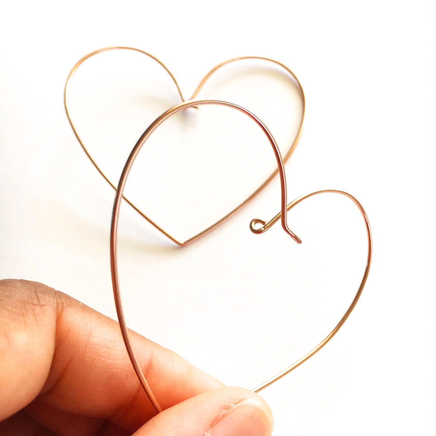 Rose Gold Heart Hoops- 2.5 inch - 14k Rose Gold Filled Heart Hoop Earrings