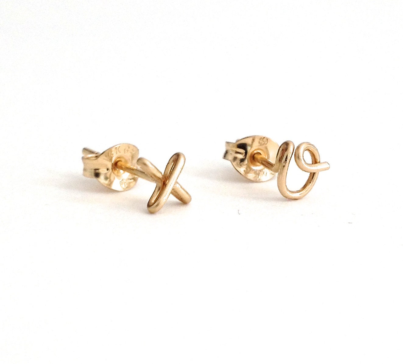 Gold Initial Stud Earrings, Dainty 14k Gold Filled, Custom Letter
