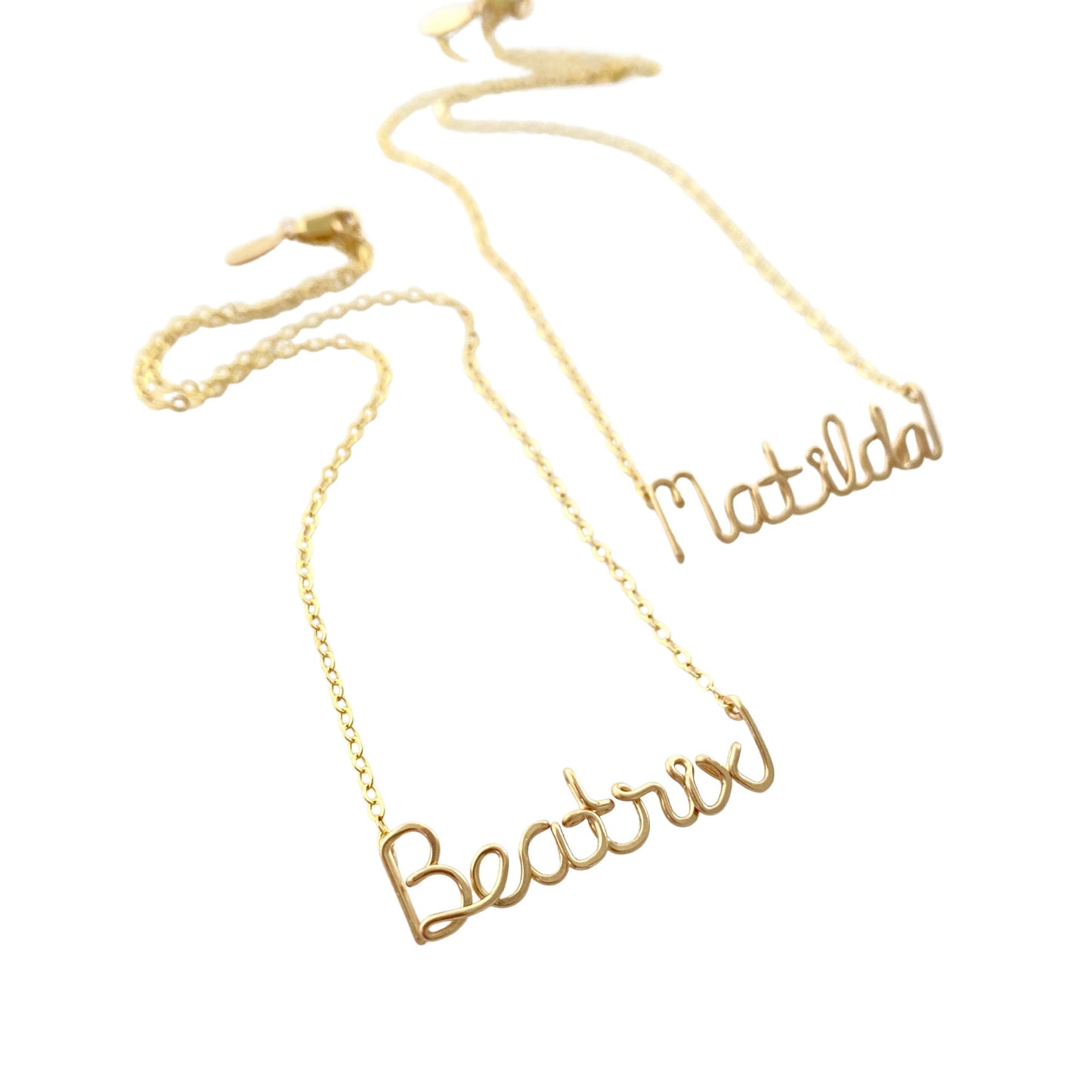 Solid Gold Girls Name Necklace. Name Chain Pendant For Small Girls. Custom Real 14k Gold Personalized Name Necklace.