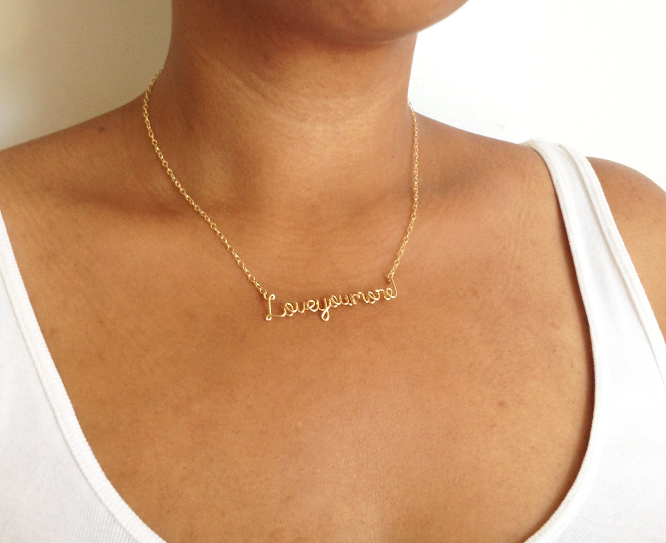Rose Gold Love You More Necklace: 14k Gold Filled Wire. Handmade.