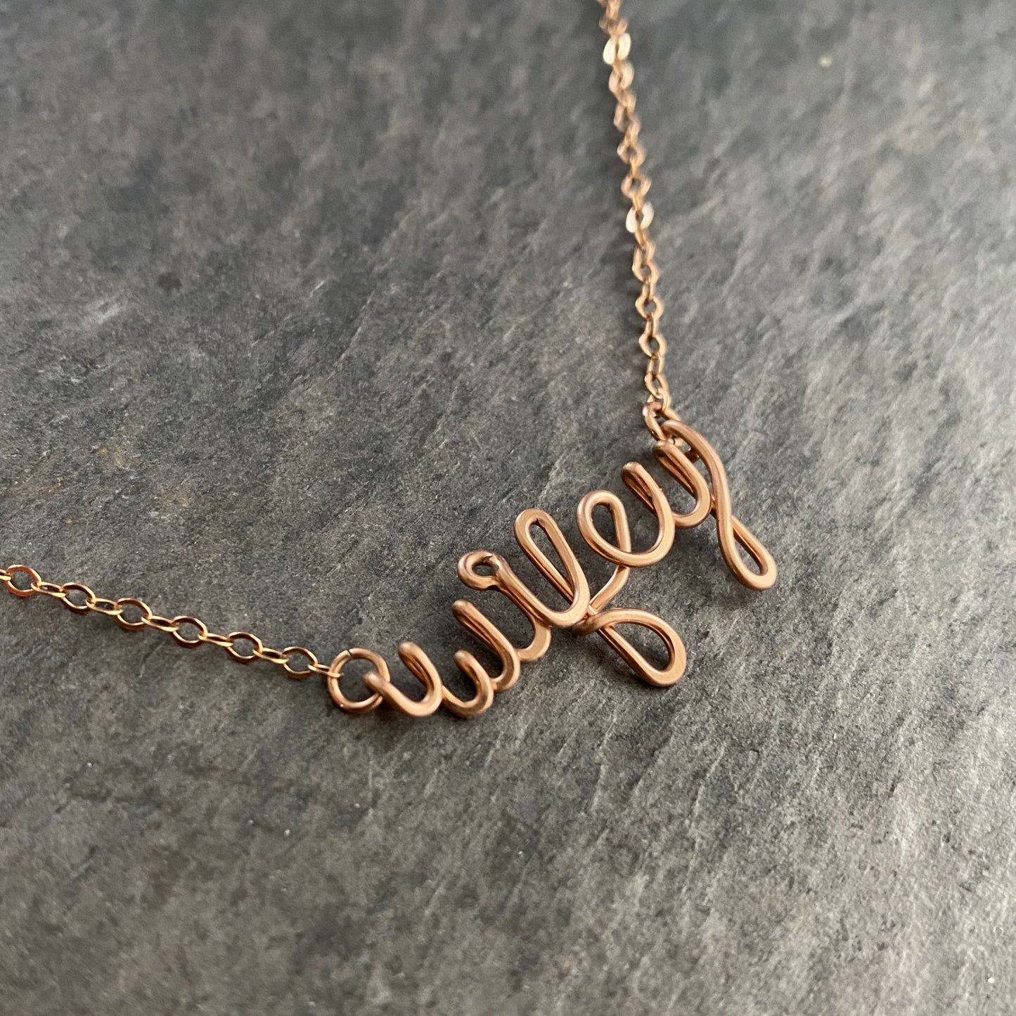Wifey Necklace. Custom Personalized 14k Rose Gold Filled Name Necklace. Wife marriage wedding day script Calligraphy Name Necklace