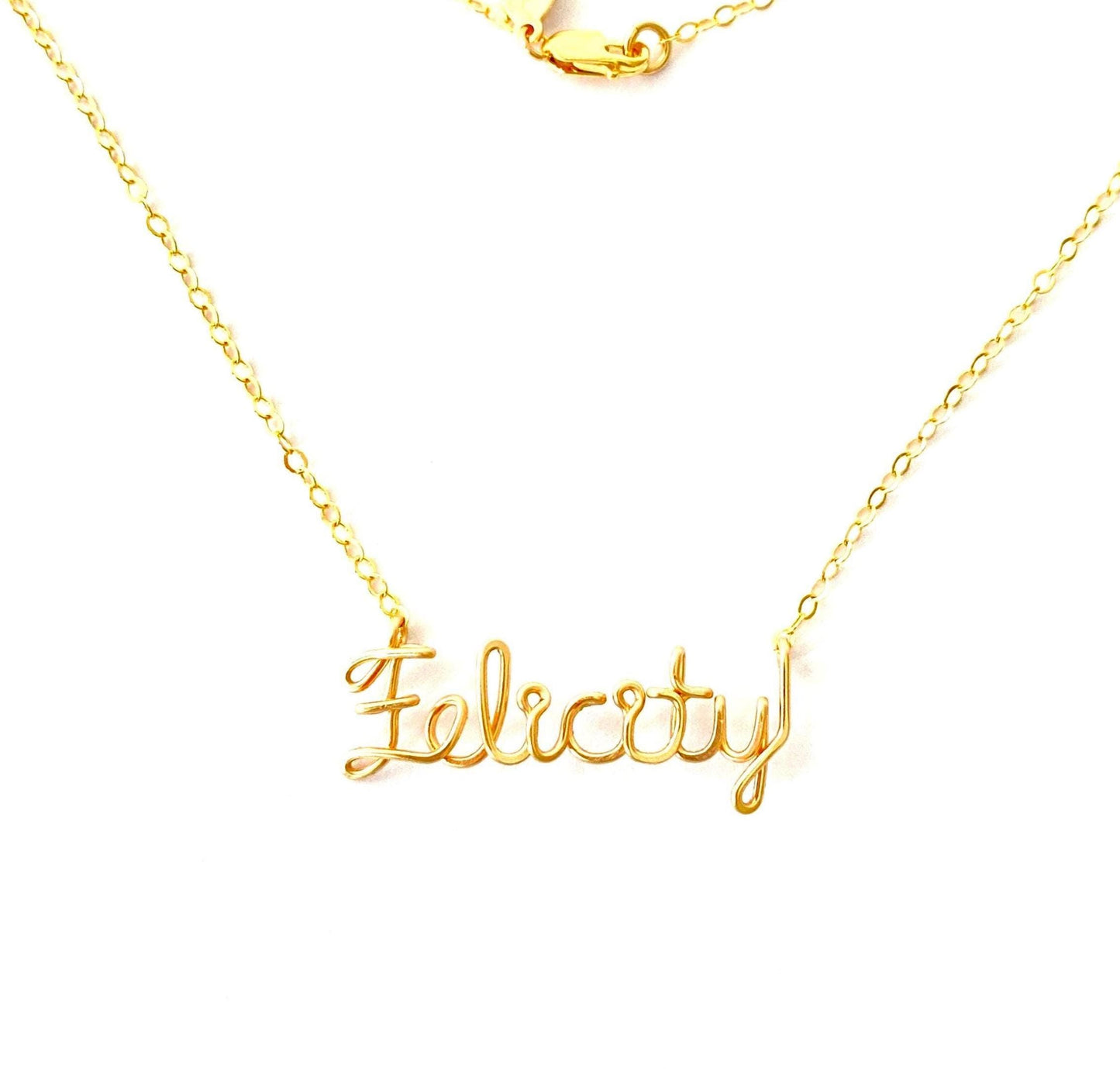 Child Name Necklace: Personalized Girls Cursive Script Custom Gold Jewelry