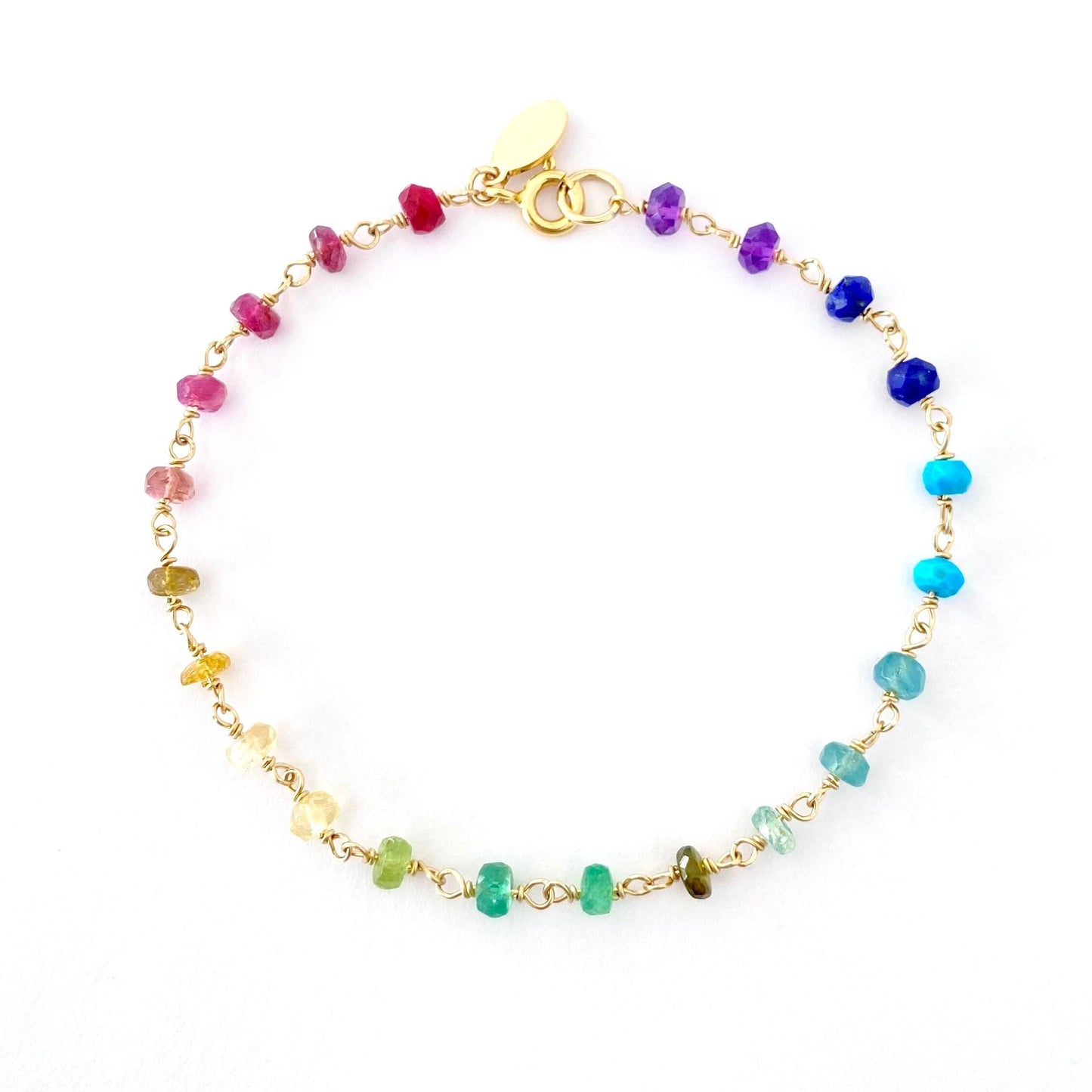 Rainbow Gemstone Bracelet: Delicate 14k Gold Filled Jewelry