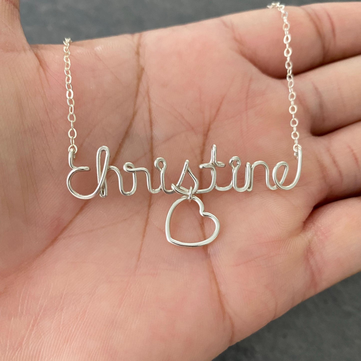 Sterling Silver Lowercase Heart Charm Custom Name Necklace: Valentine's Day