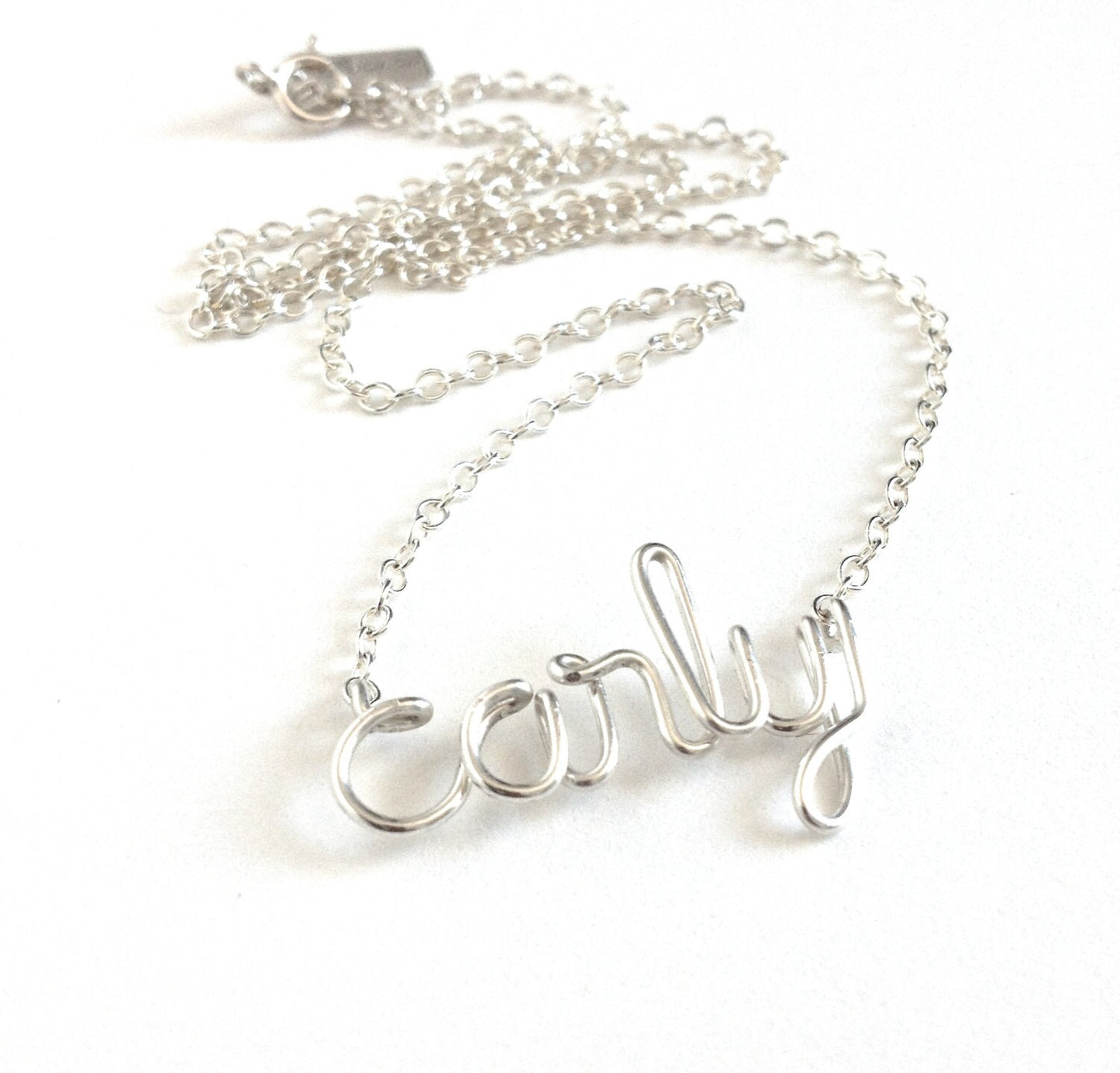 Name Necklace. Silver Name Necklace. Personalized Custom Calligraphy Lowercase Wire Script Name Necklace