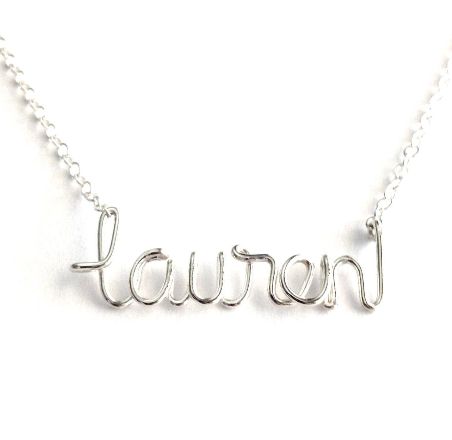 Name Necklace. Silver Name Necklace. Personalized Custom Calligraphy Lowercase Wire Script Name Necklace