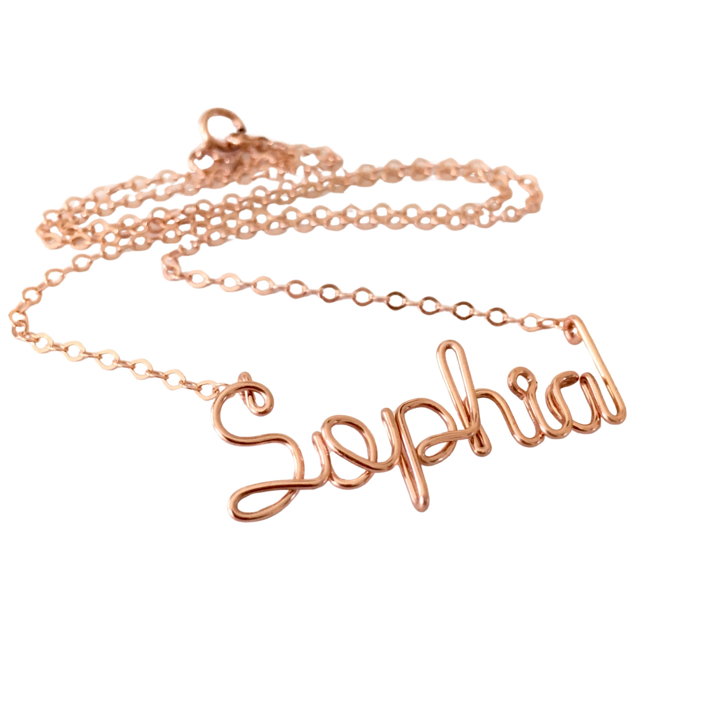 Child 14k Rose Gold Name Necklace for Girls.