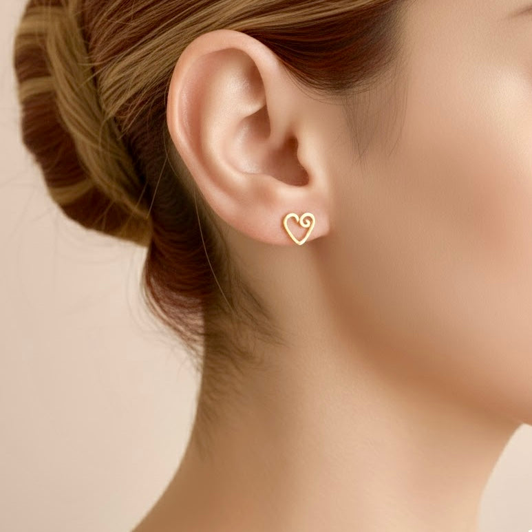 Heart Earrings. Sterling Silver Stud Earrings. Small Sterling Silver Heart Earrings.