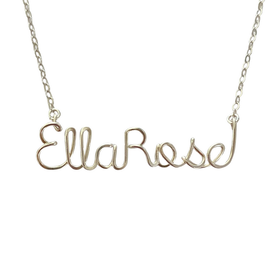 Two Name Silver Necklace.  Sterling Silver Personalized Double 2 Name Script Necklace.