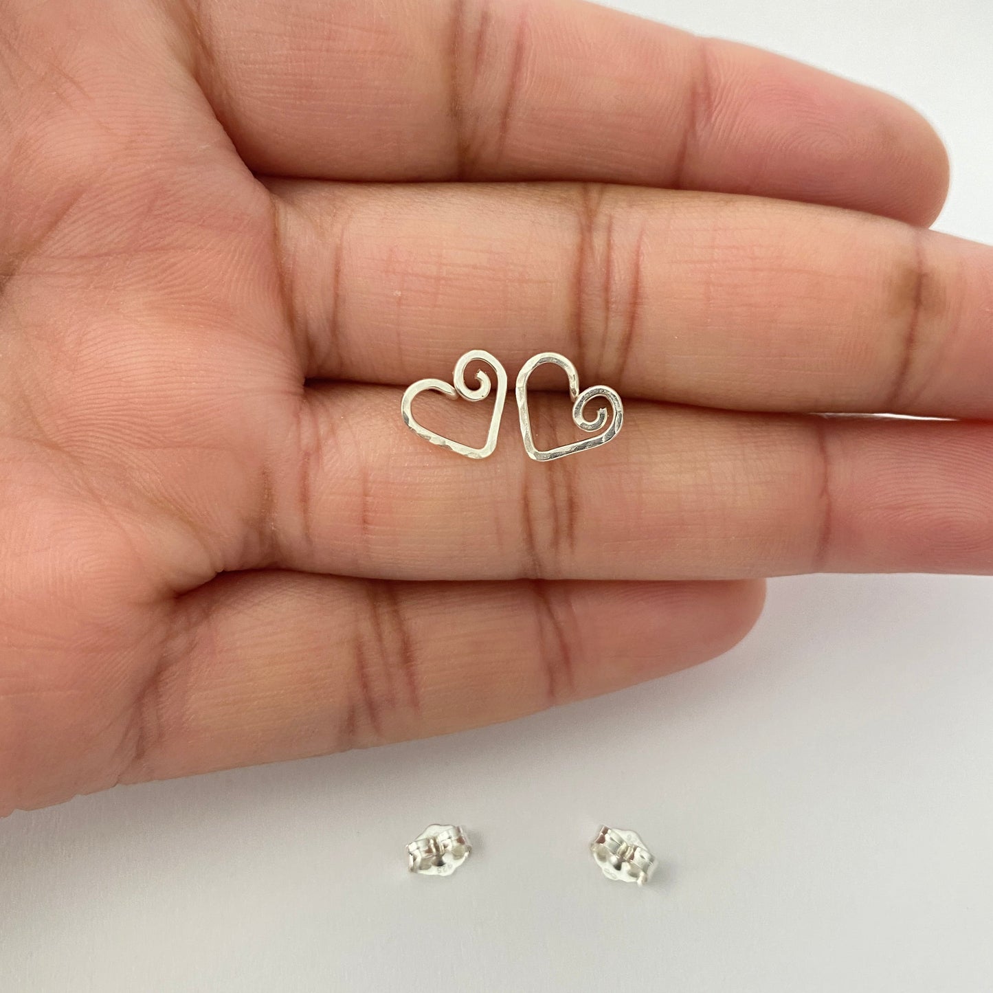 Heart Earrings. Sterling Silver Stud Earrings. Small Sterling Silver Heart Earrings.