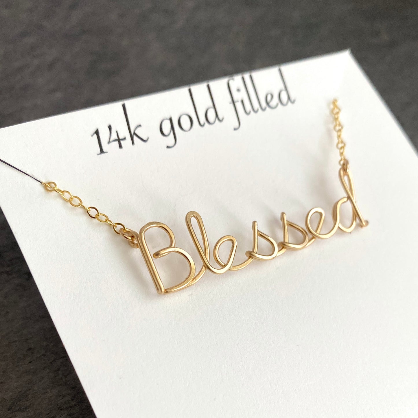 Blessed Necklace. Custom Gold or Silver Blessed Script Necklace. Wire Blessed Necklace. Spiritual Jewelry. Spiritual Religious Necklace.