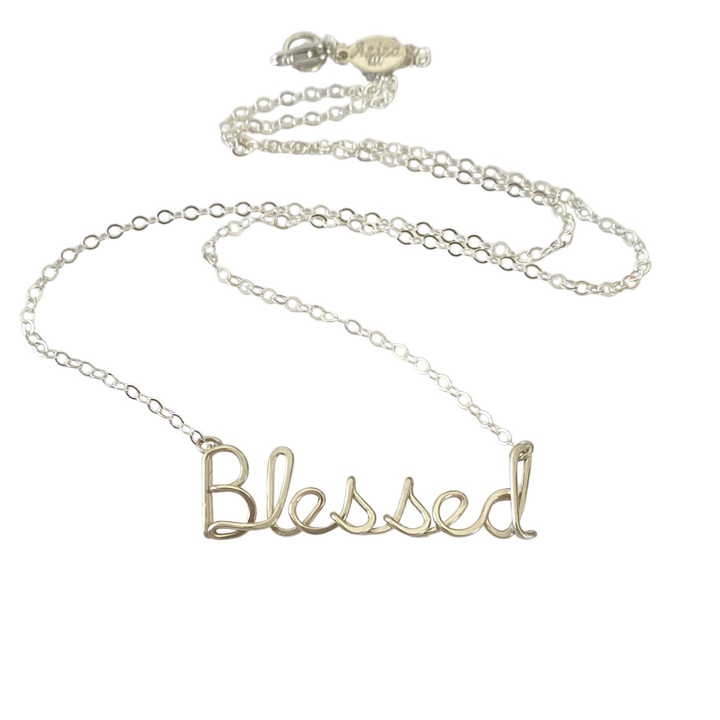 Blessed Necklace. Custom Gold or Silver Blessed Script Necklace. Wire Blessed Necklace. Spiritual Jewelry. Spiritual Religious Necklace.