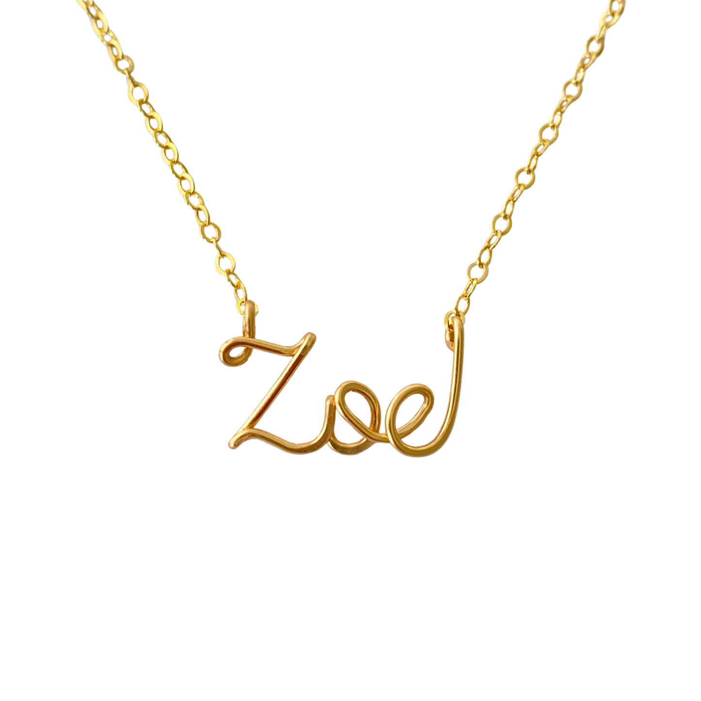 14k Solid Gold Name Necklace for Little Girls. Name Chain Pendant For Children