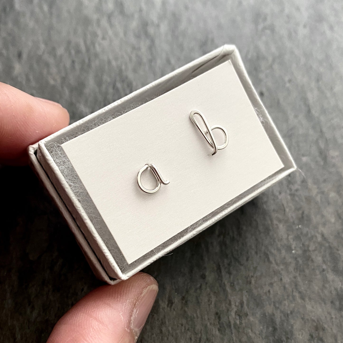 Sterling Silver Initial Stud Earrings: Dainty Script Letter Posts