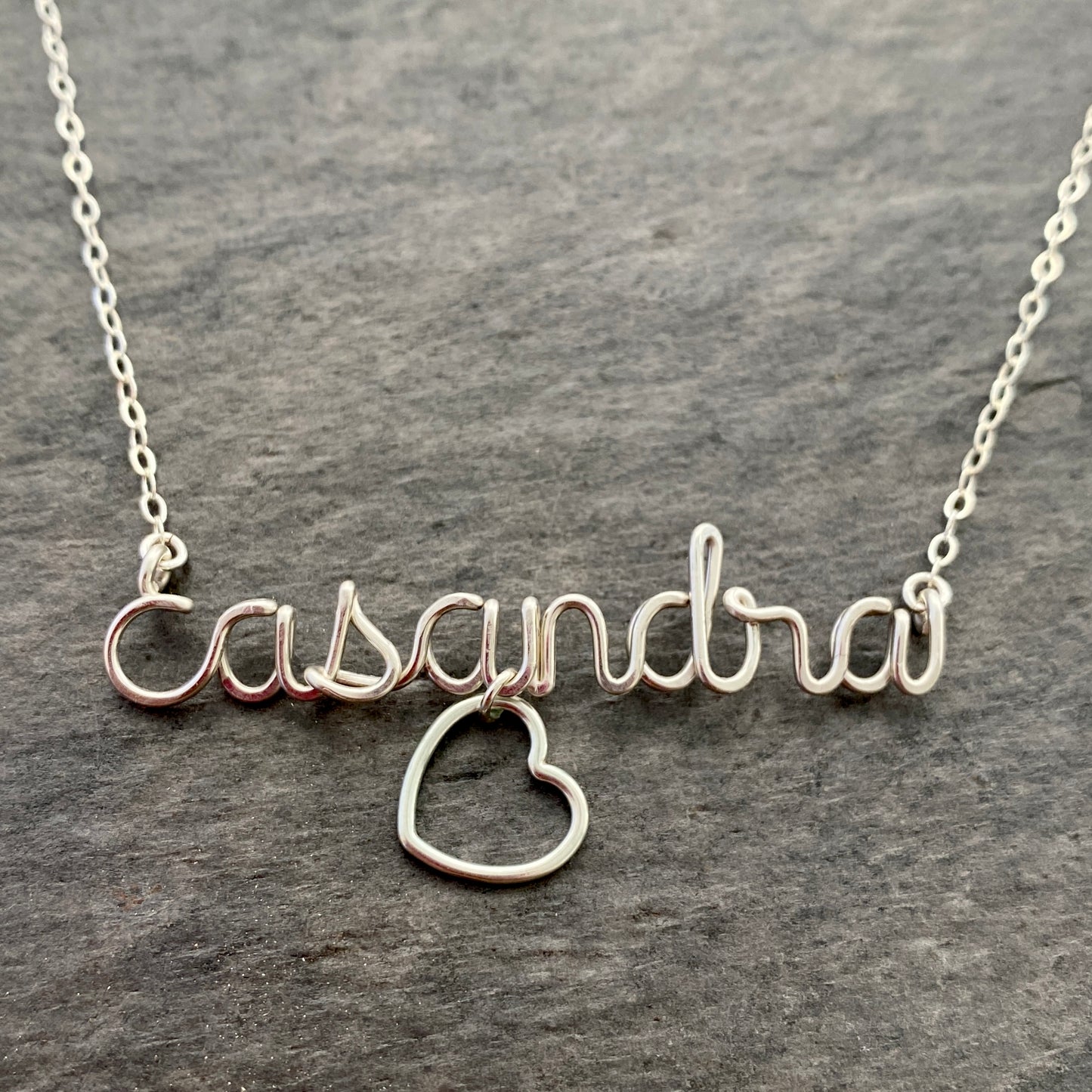 Sterling Silver Lowercase Heart Charm Custom Name Necklace: Valentine's Day