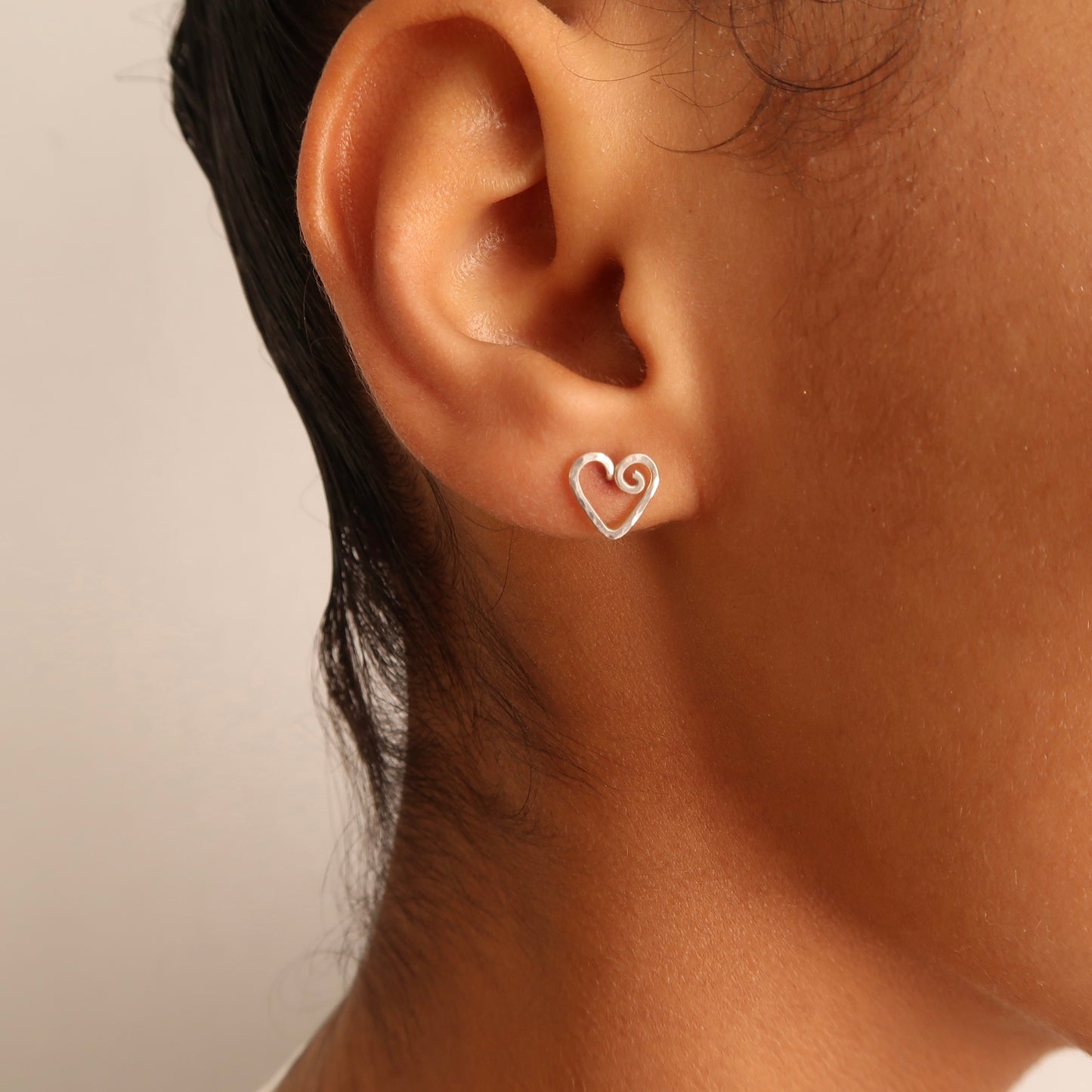 Heart Earrings. Sterling Silver Stud Earrings. Small Sterling Silver Heart Earrings.