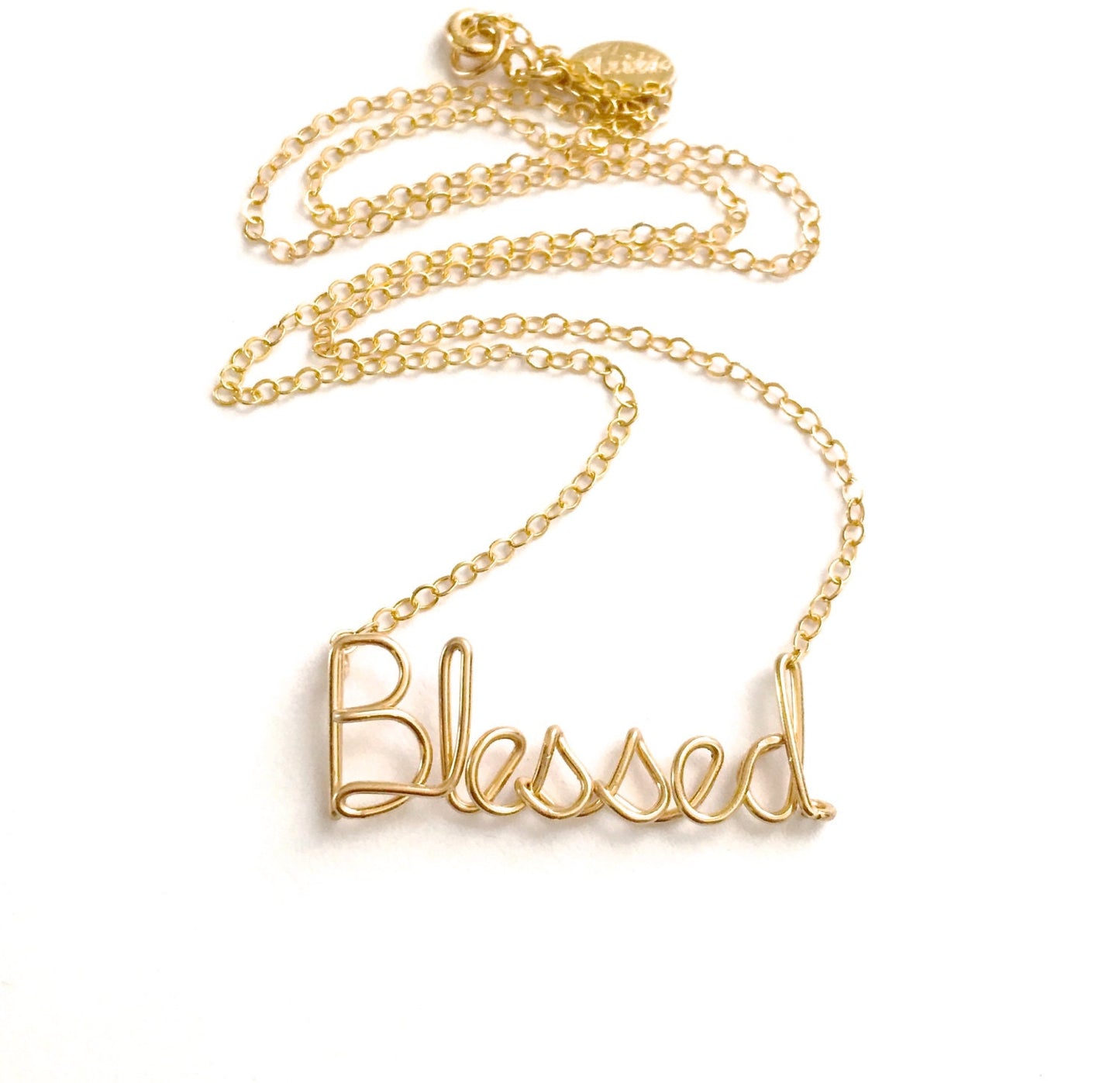 Blessed Necklace. Custom Gold or Silver Blessed Script Necklace. Wire Blessed Necklace. Spiritual Jewelry. Spiritual Religious Necklace.