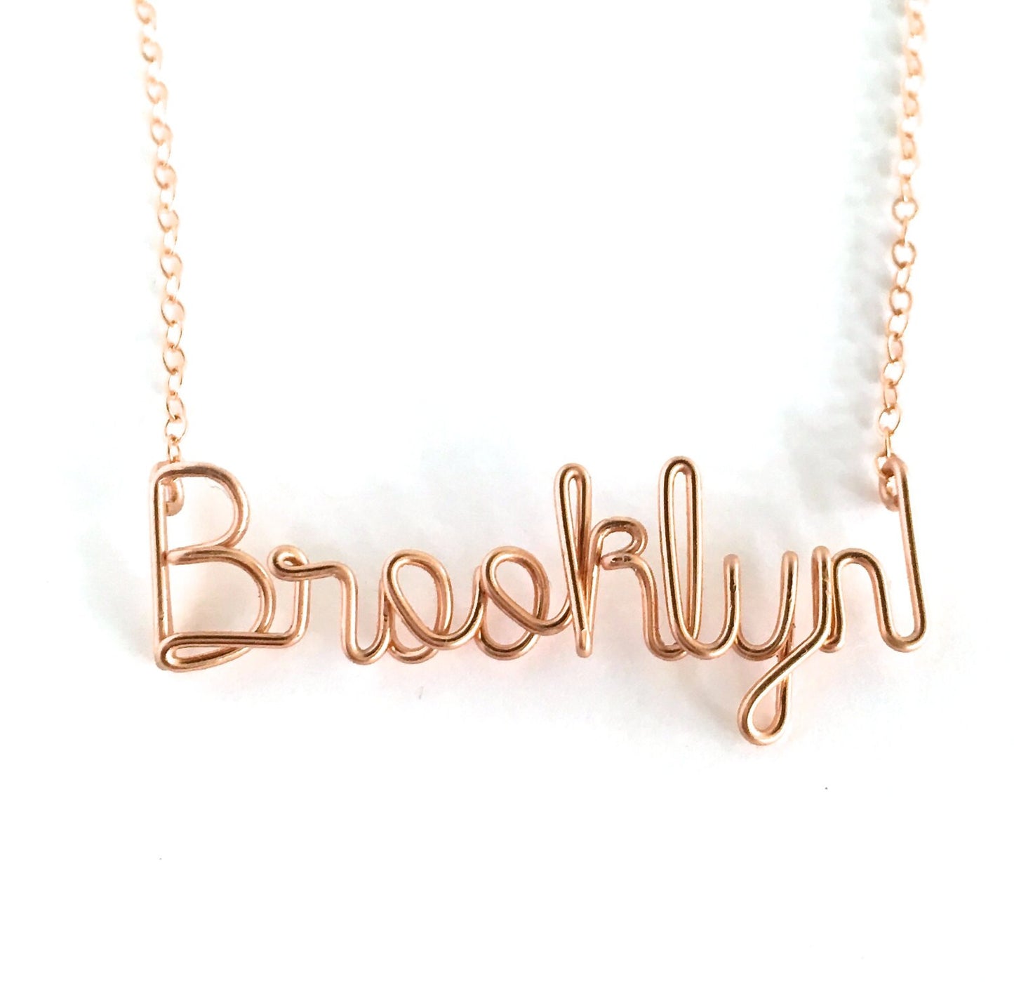Rose Gold Brooklyn Name Necklace.