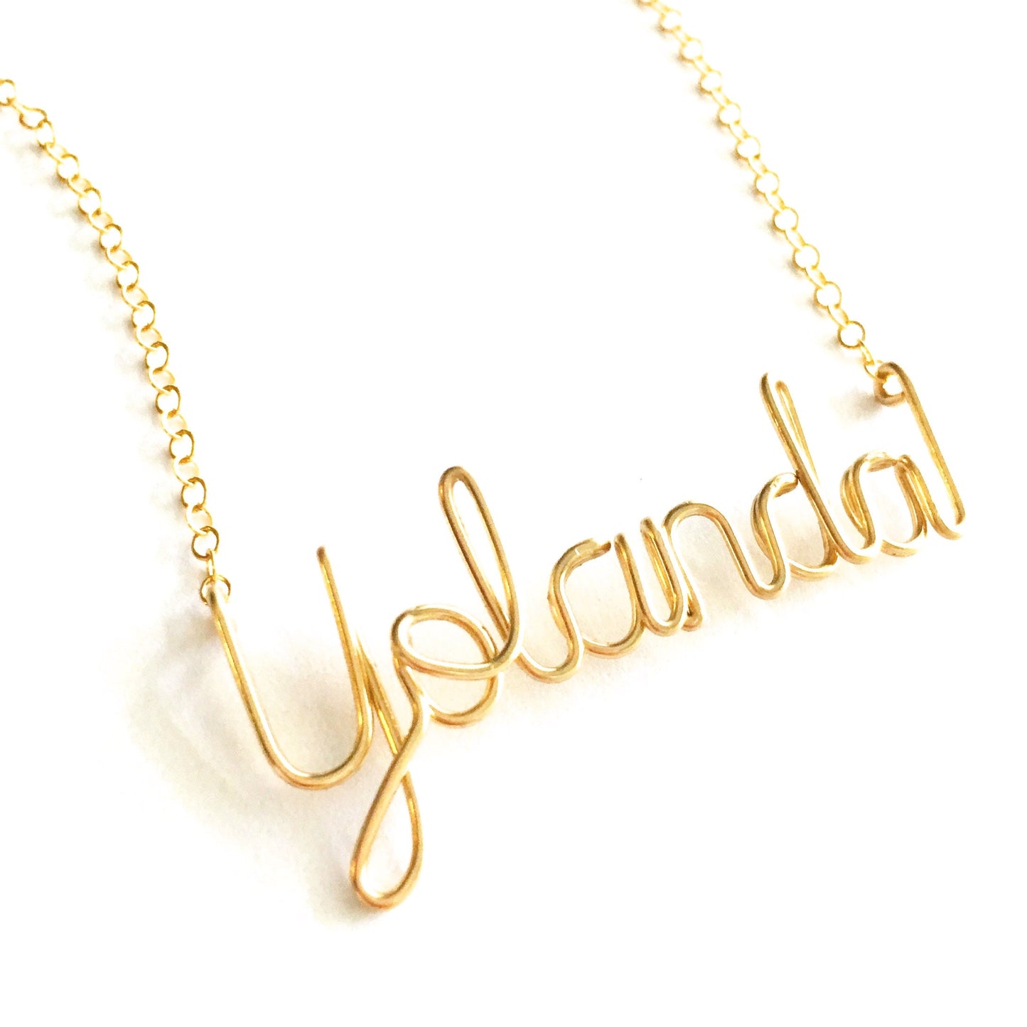 Solid Gold Girls Name Necklace. Name Chain Pendant For Small Girls. Custom Real 14k Gold Personalized Name Necklace.