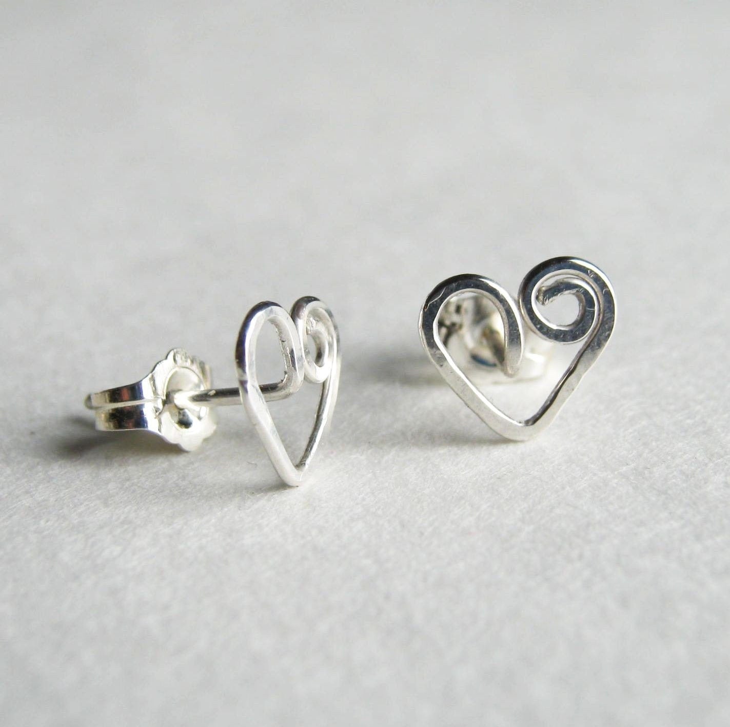 Heart Earrings. Sterling Silver Stud Earrings. Small Sterling Silver Heart Earrings.