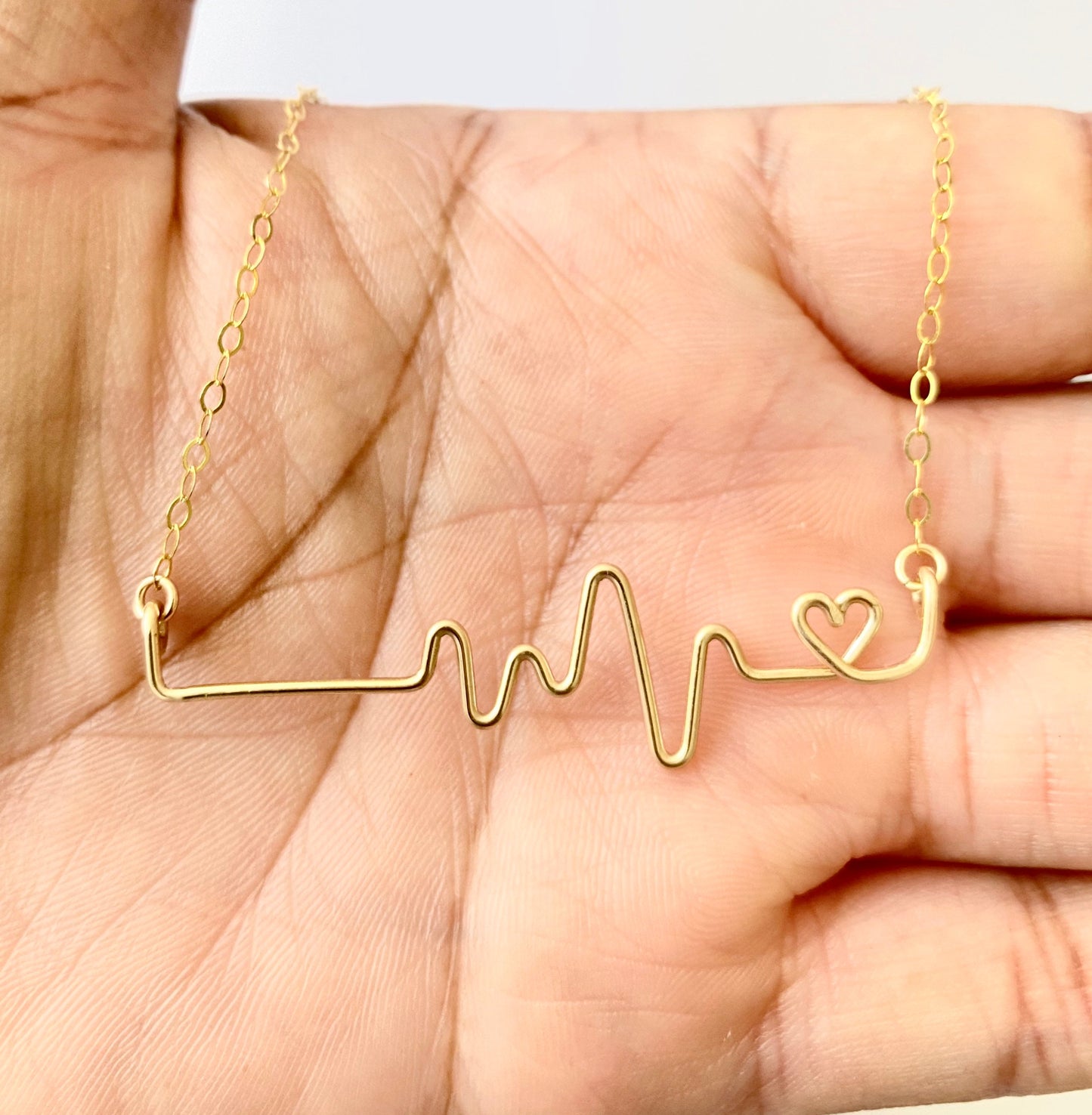 Gold EKG Heart Necklace: 14k Gold Filled Wire, Nurse Doctor Gift