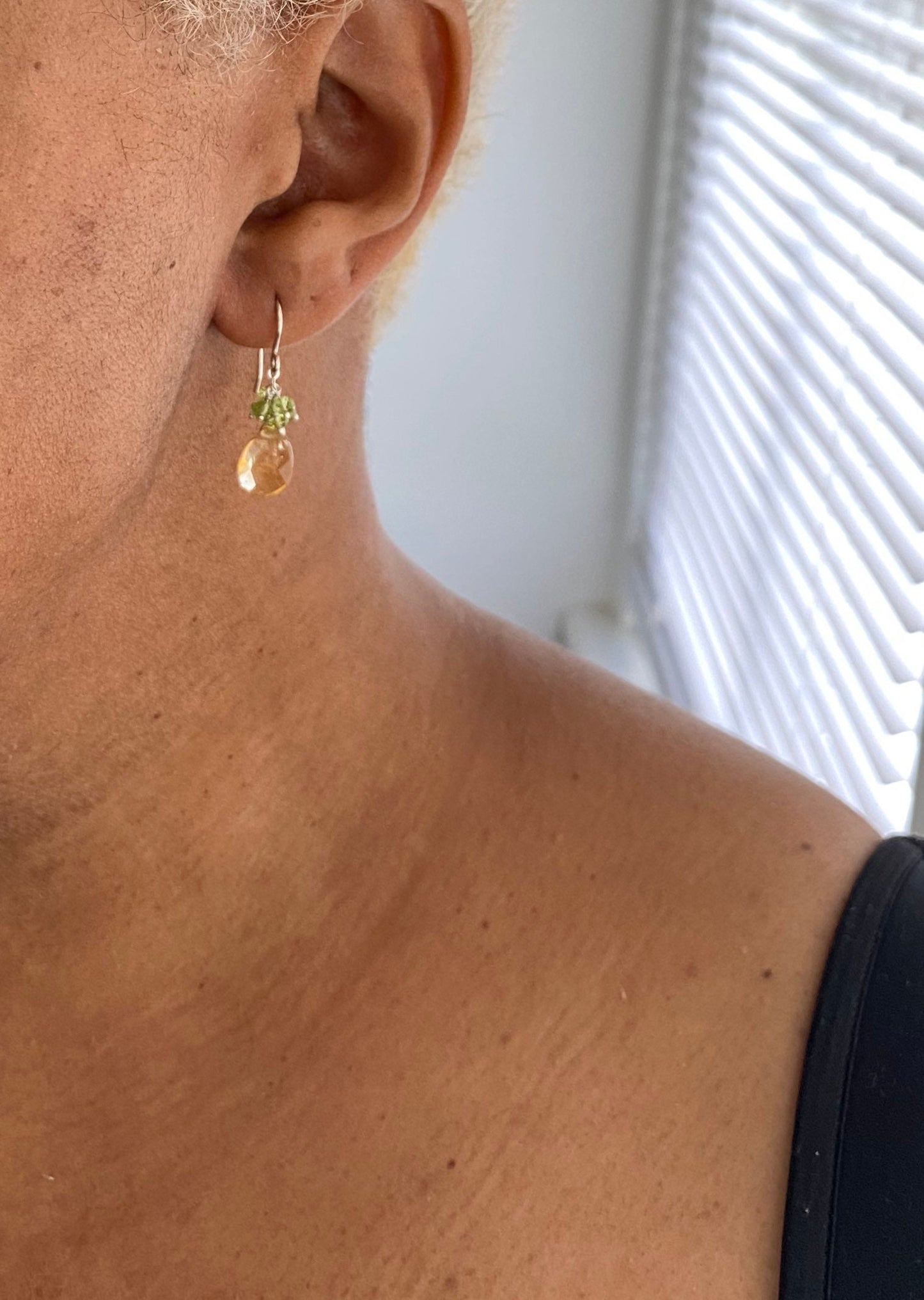 Citrine Peridot Gemstone Earrings: Sterling Silver or Gold Filled
