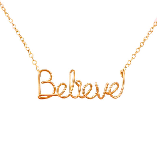 Rose Gold Filled Believe Necklace - Faith Religious Jewelry
