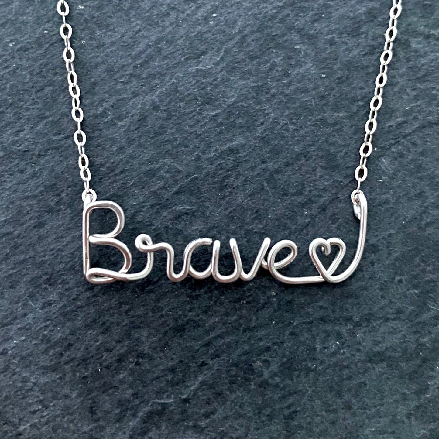 Sterling Silver Brave Heart Wire Name Necklace: Valentine's Gift