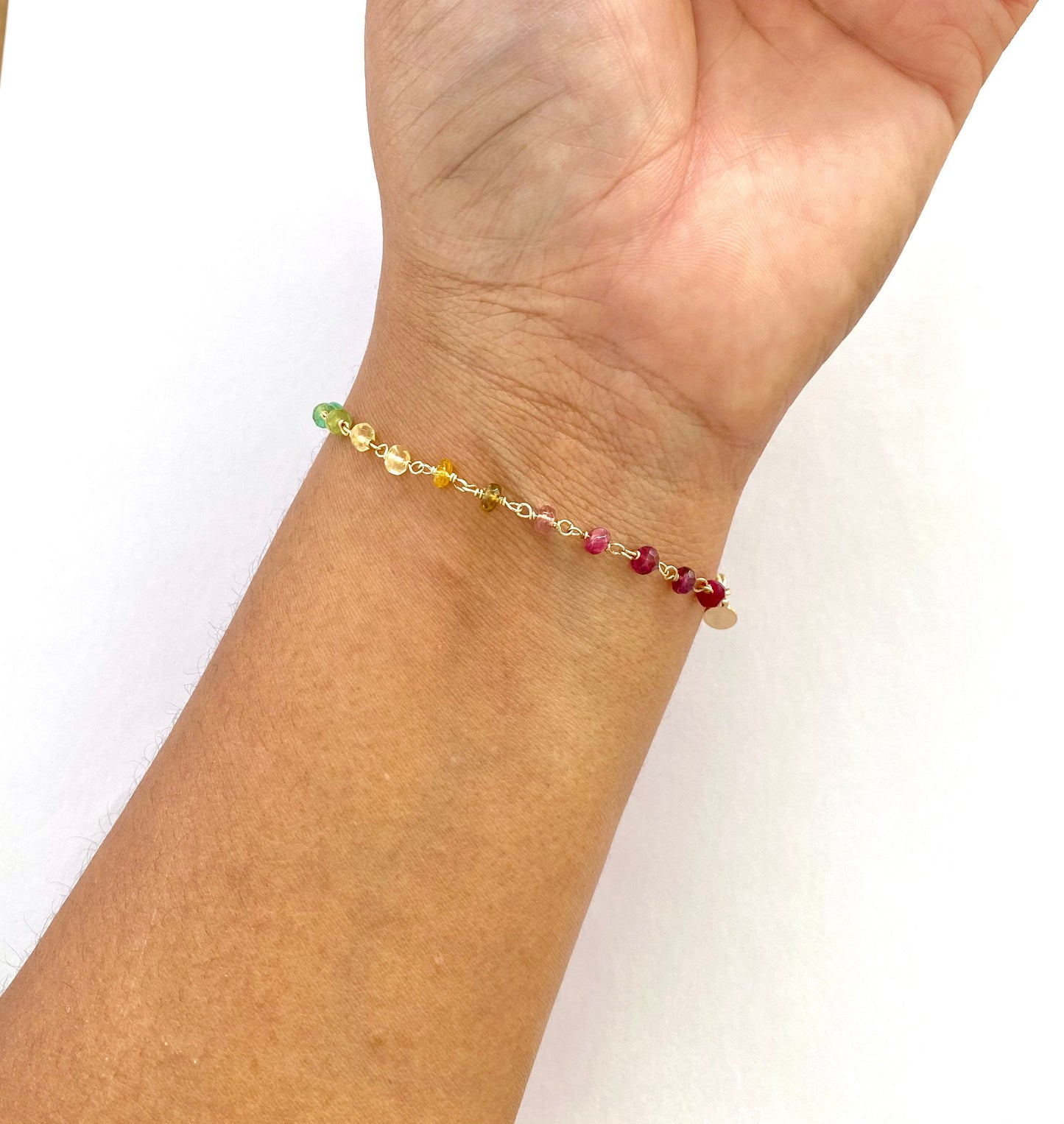 Rainbow Gemstone Bracelet: Delicate 14k Gold Filled Jewelry