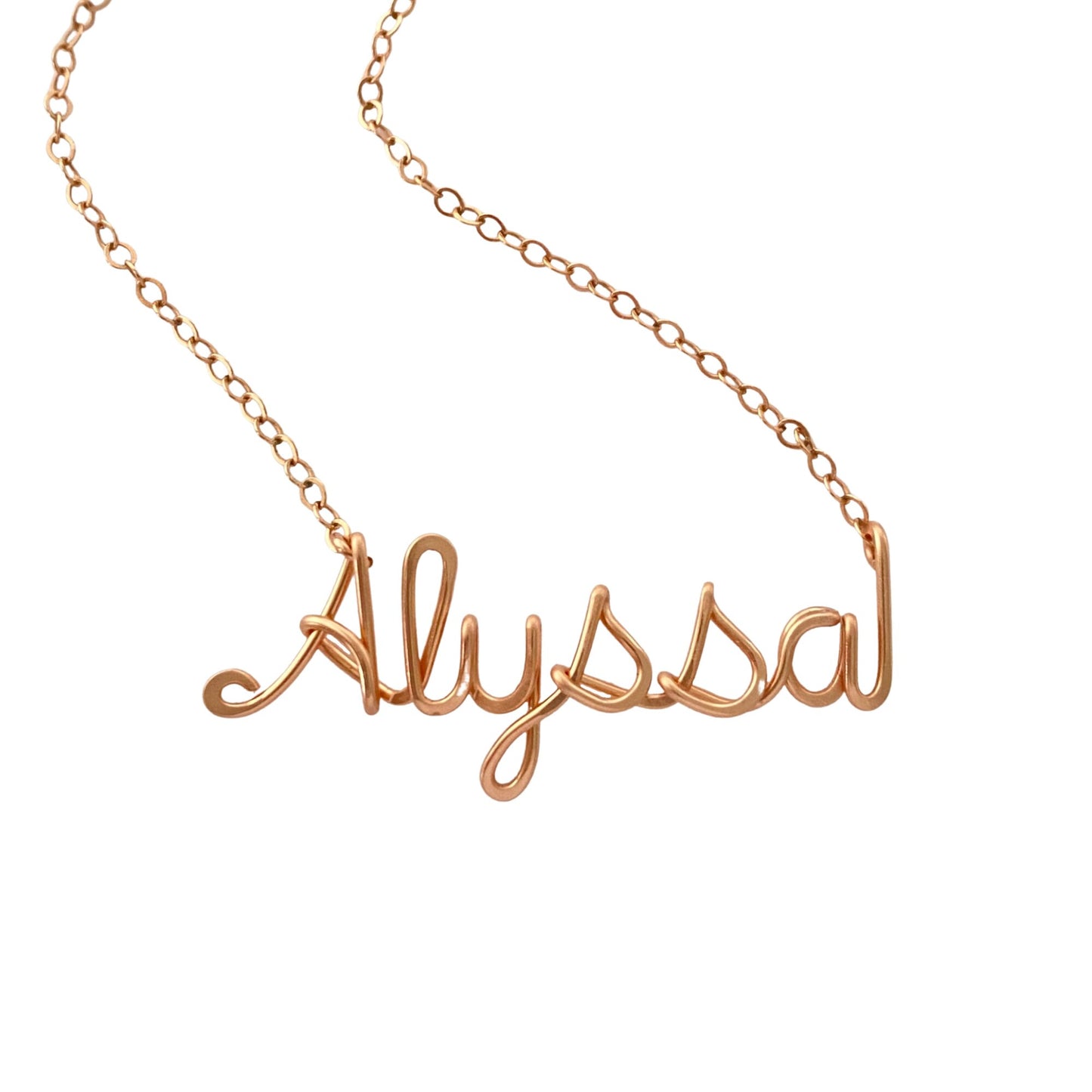 Child 14k Rose Gold Name Necklace for Girls.