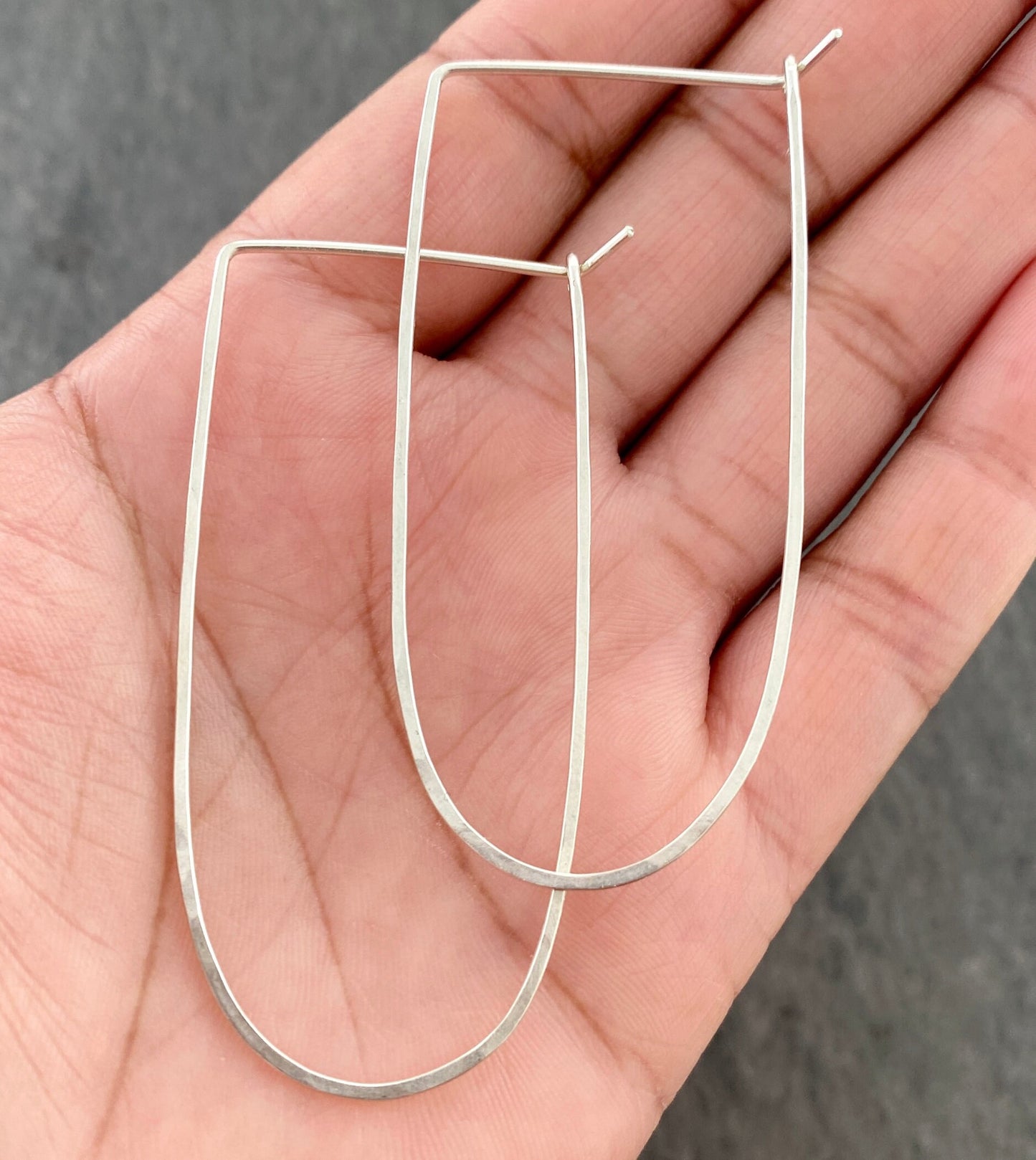 Hammered Sterling Silver Horseshoe Hoop Earrings - 2.5 Inch