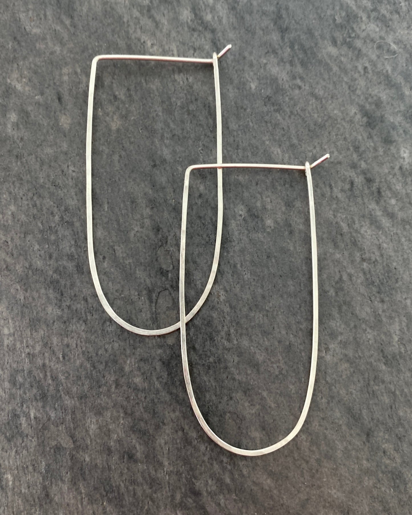 Hammered Sterling Silver Horseshoe Hoop Earrings - 2.5 Inch