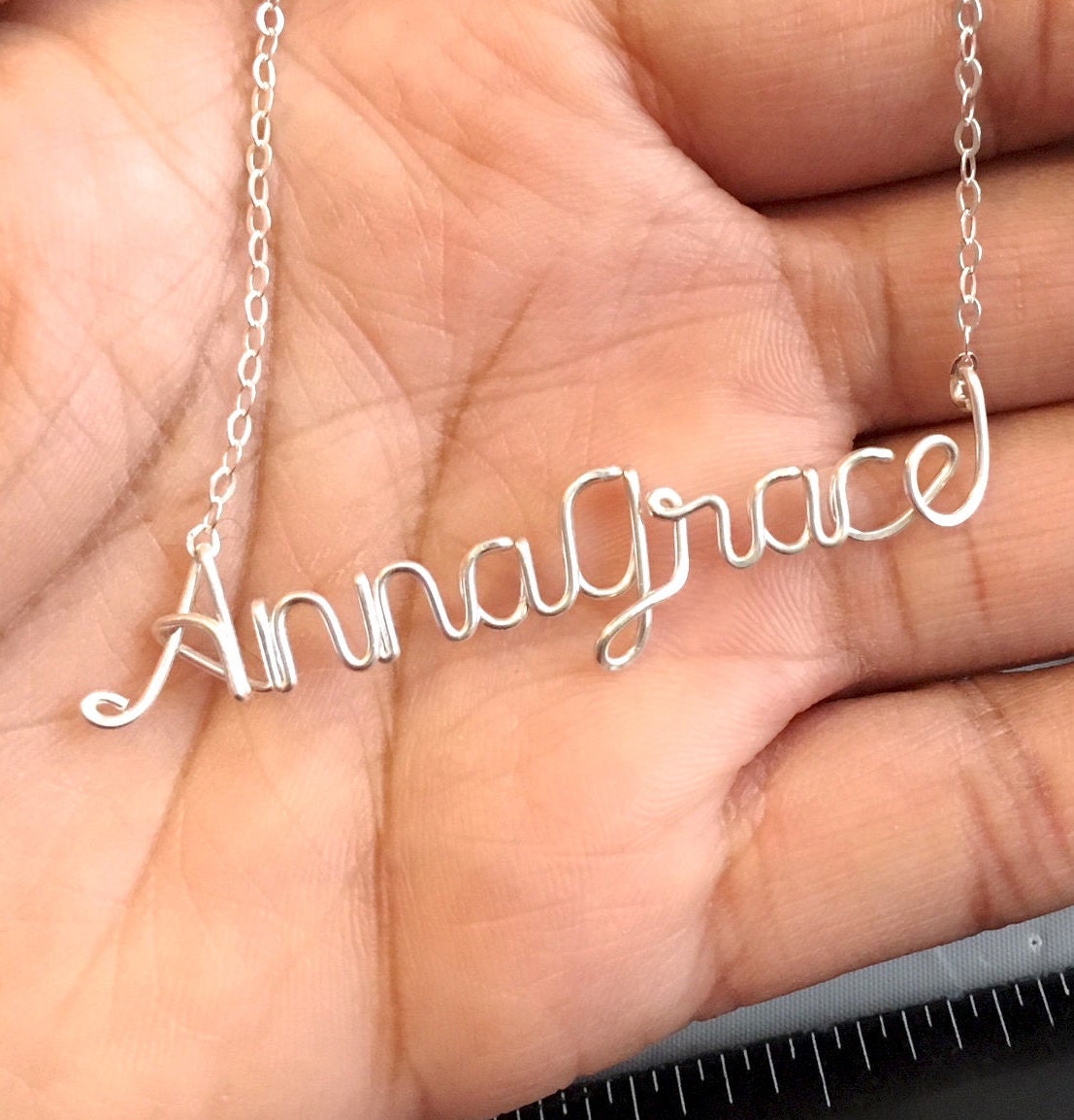 Two-Name Necklace: Custom Personalized Sterling Silver Cursive Script