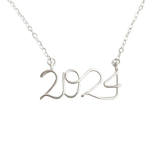 Custom 4 Angel Numbers Numerology Necklace. Class of 2024 Graduation Necklace. Sterling Silver.