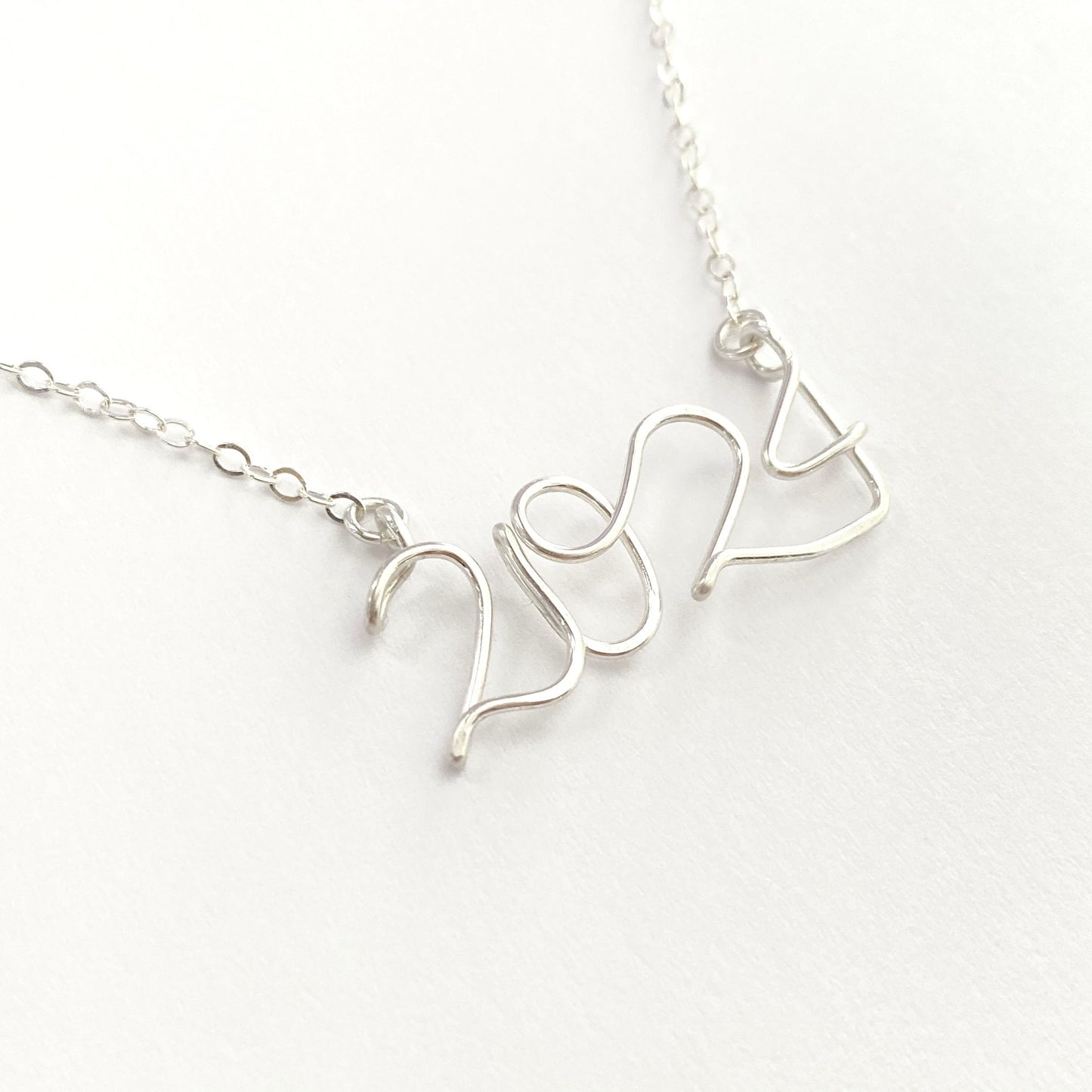 Custom 4 Angel Numbers Numerology Necklace. Class of 2024 Graduation Necklace. Sterling Silver.