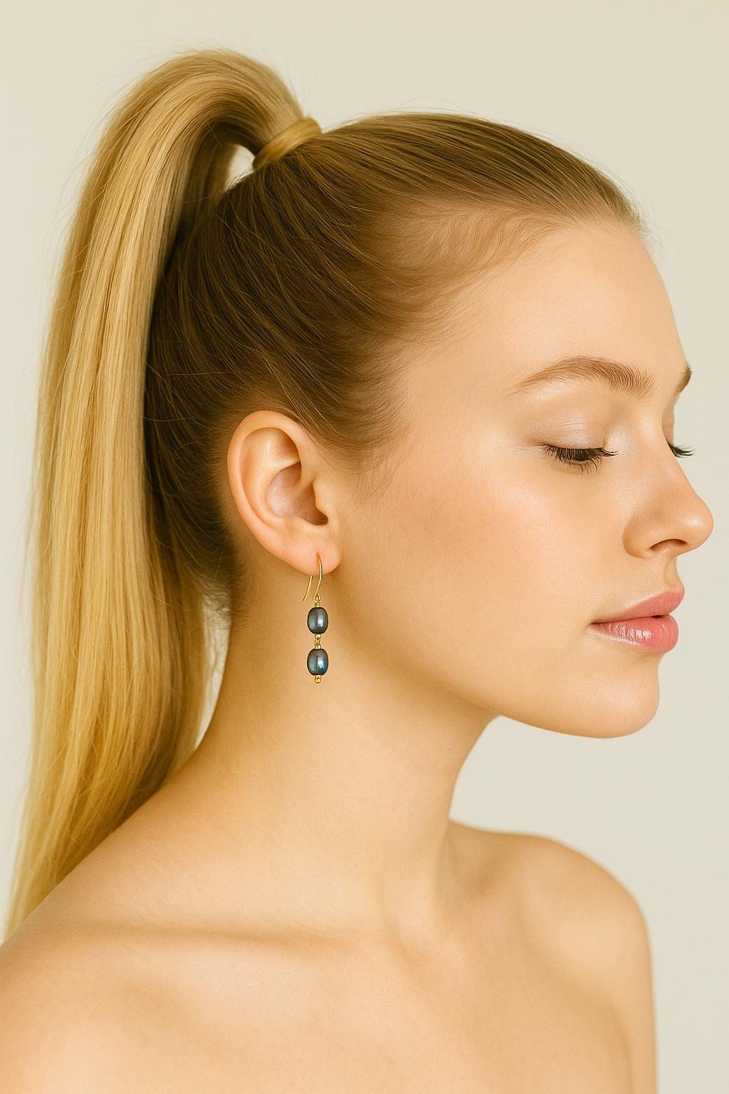 Peacock Pearl Drop Earrings: 14k Gold Filled Freshwater Pearls