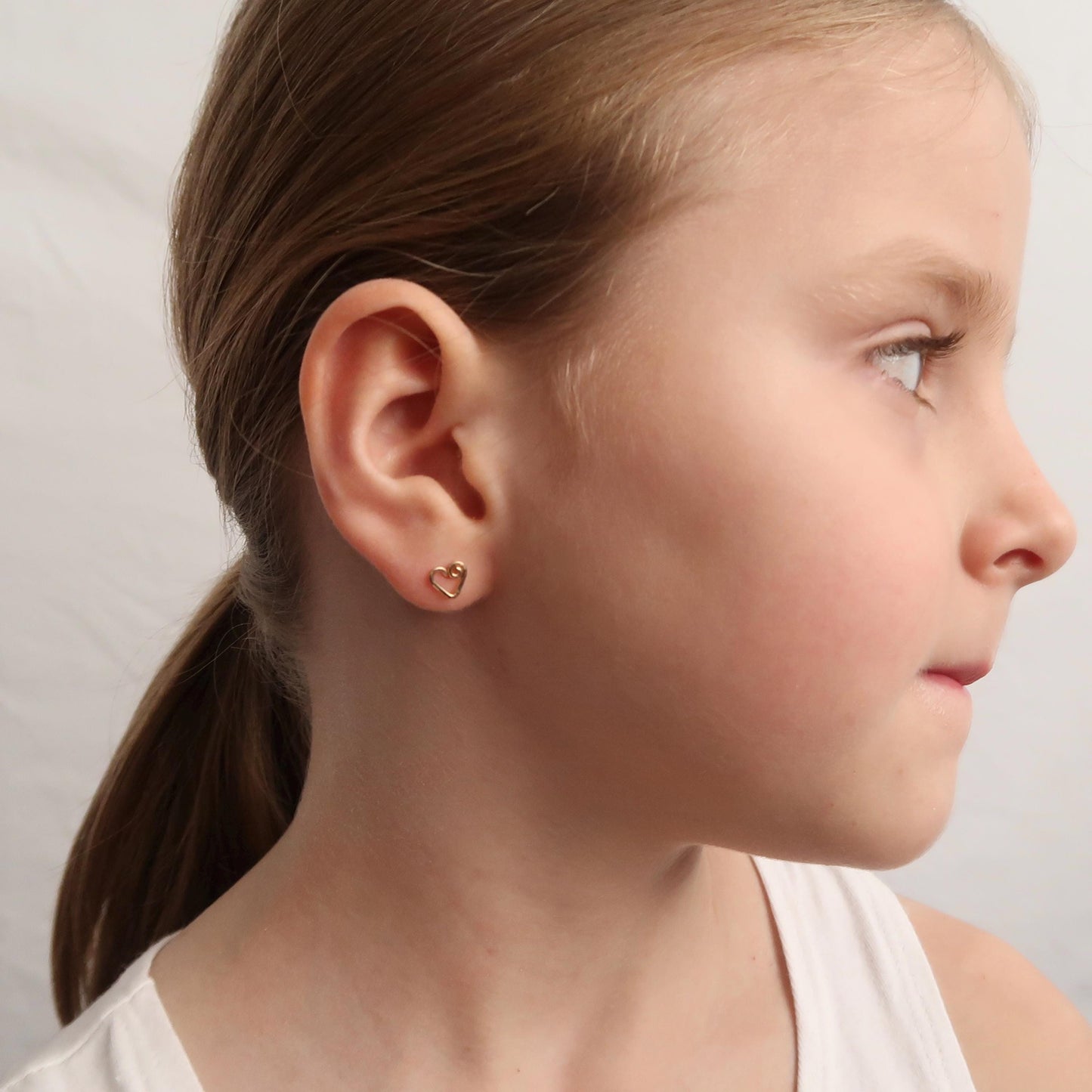 Mother Daughter Sterling Silver Heart Studs Set: Hammered Texture Earrings