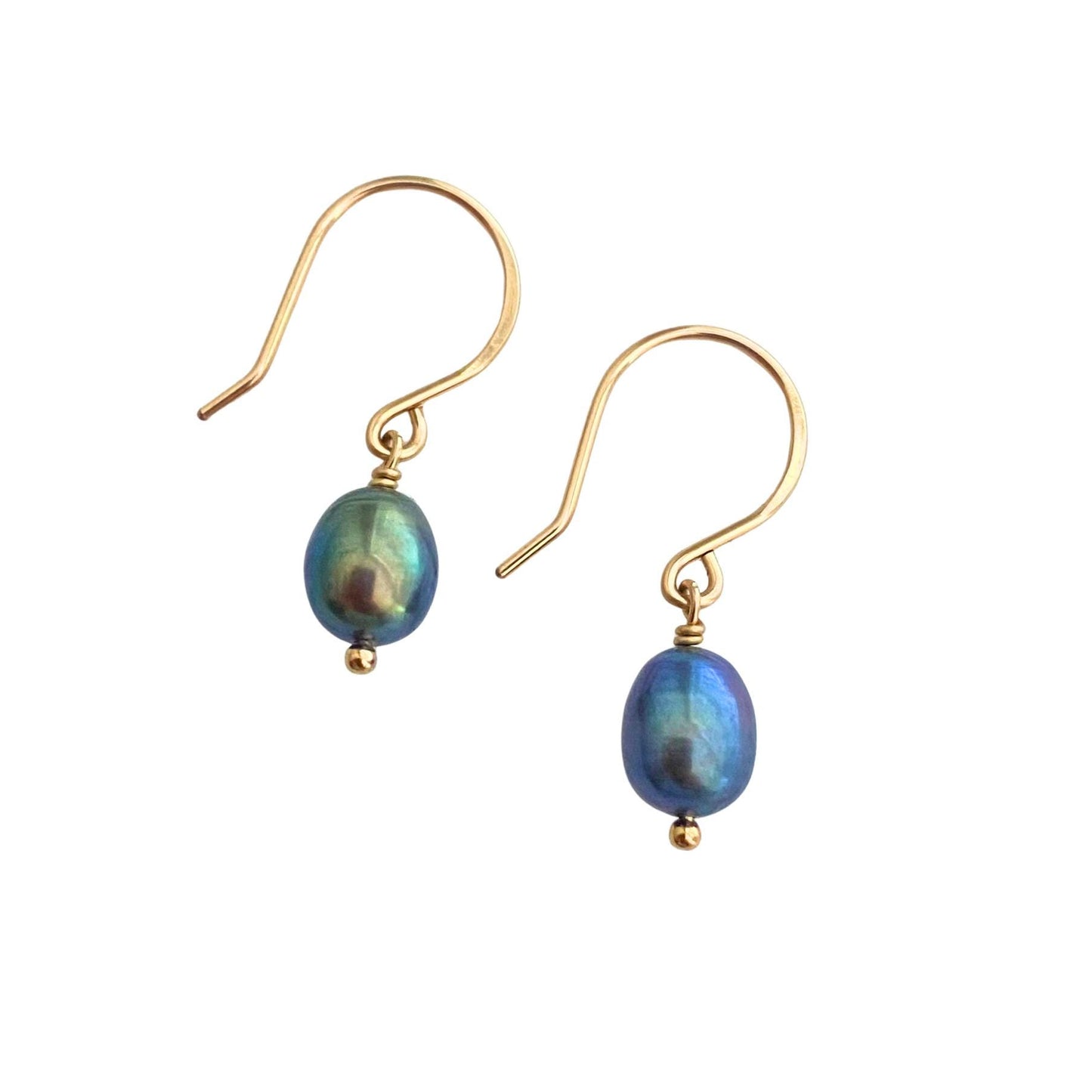 Peacock Pearl Earrings: 14k Gold Filled Minimalist Freshwater Pearls
