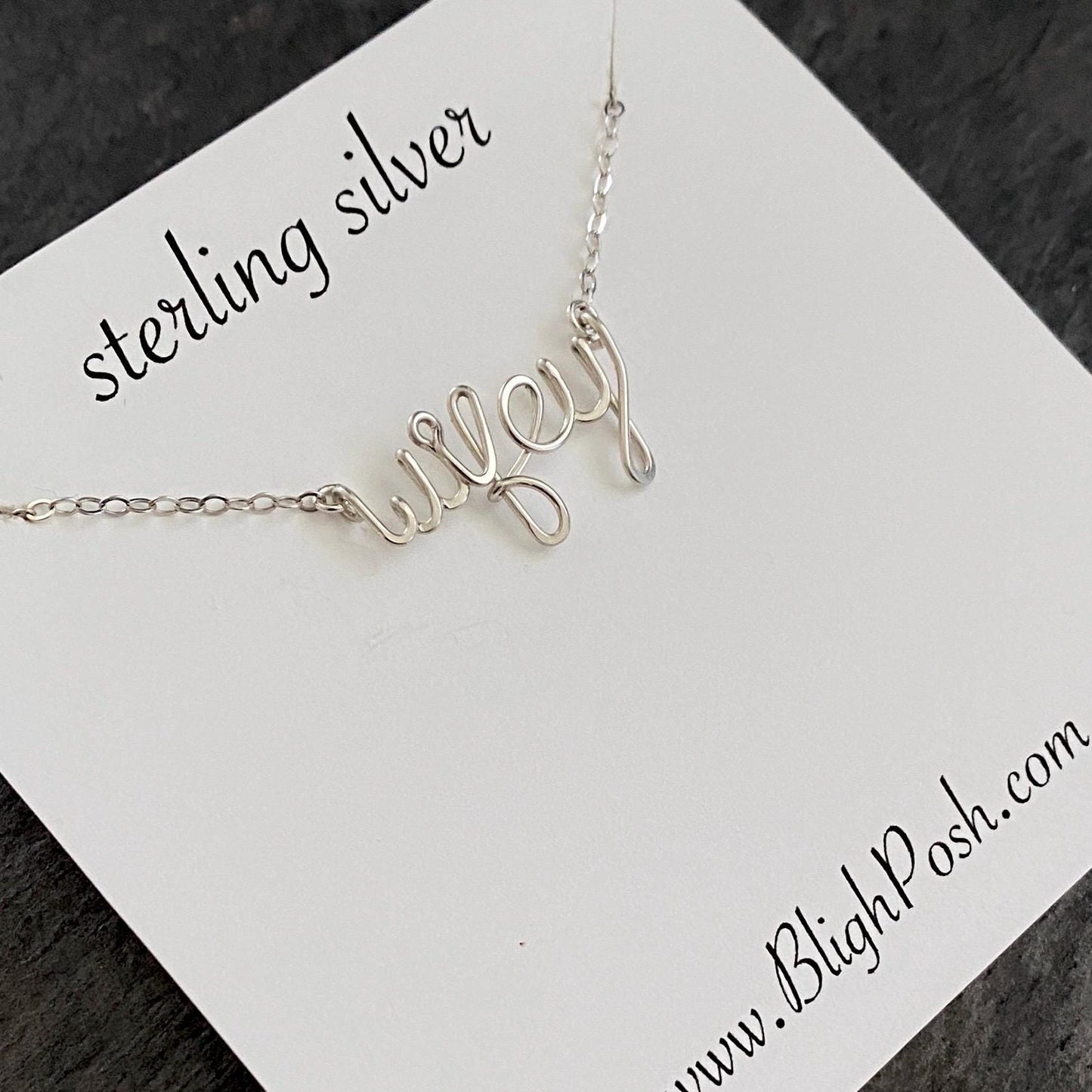 Wifey Necklace: Sterling Silver Script Name, Bridal, Valentines Gift