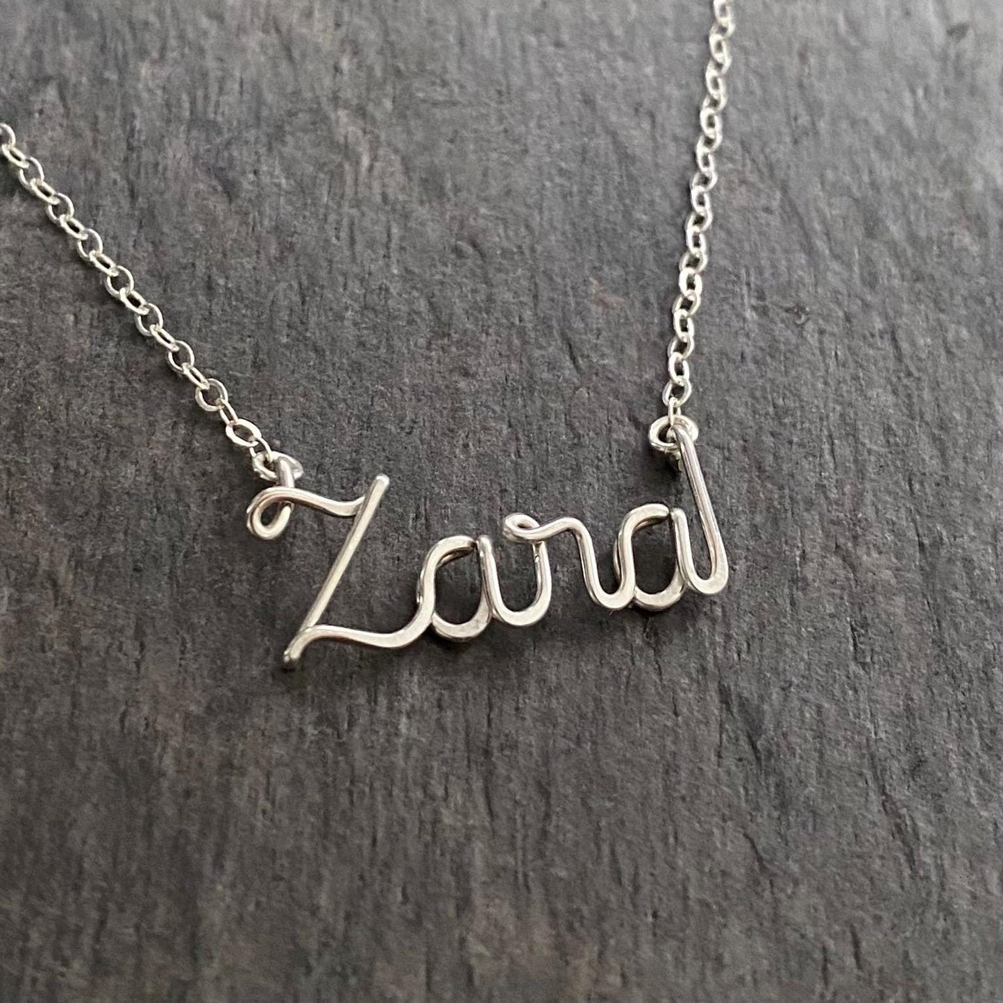 Sterling Silver Script Name Necklace: Personalized Wire Jewelry