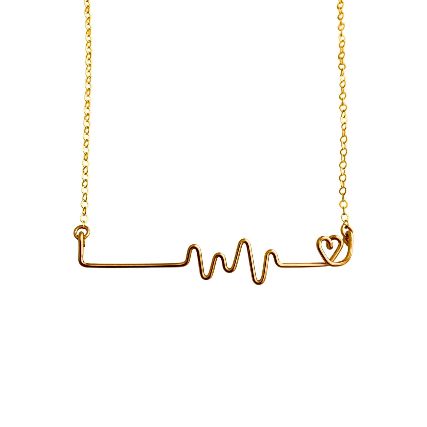 Gold EKG Heart Necklace: 14k Gold Filled Wire, Nurse Doctor Gift