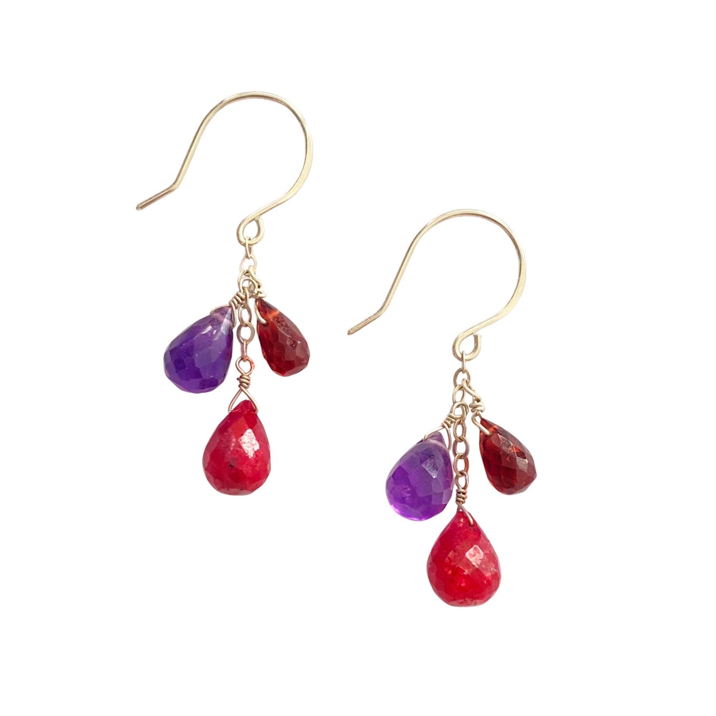 Garnet Ruby Amethyst Sterling Silver Chandelier Earrings