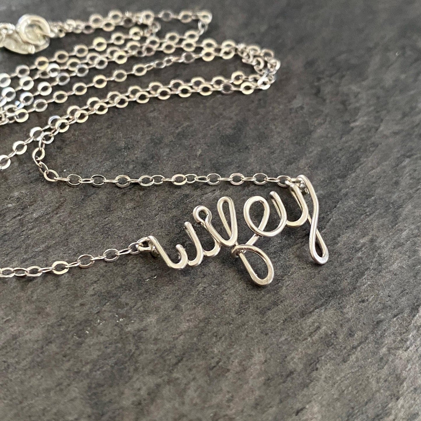 Wifey Necklace: Sterling Silver Script Name, Bridal, Valentines Gift