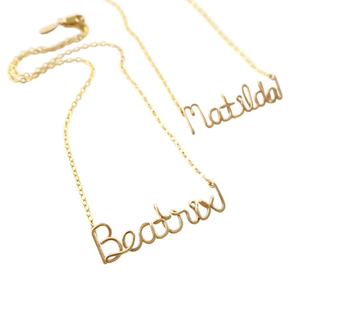 Child Name Necklace: Personalized Girls Cursive Script Custom Gold Jewelry