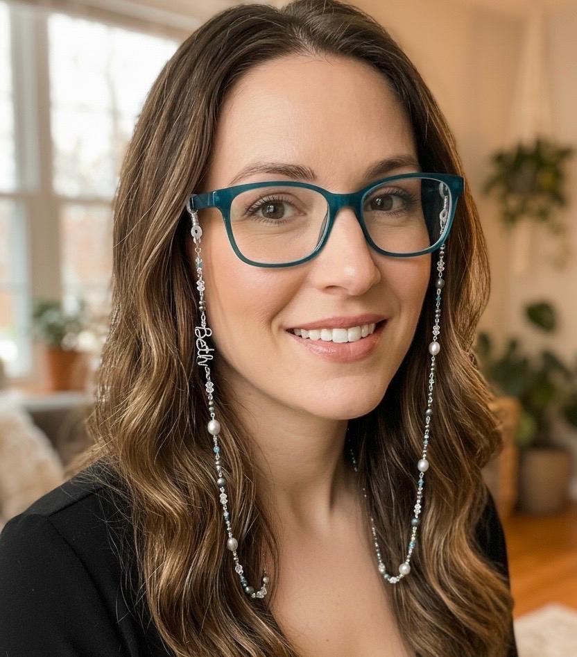 Personalized Beaded Chain Eye glasses Holder: Freshwater Pearls, Quartz, Sterling Silver