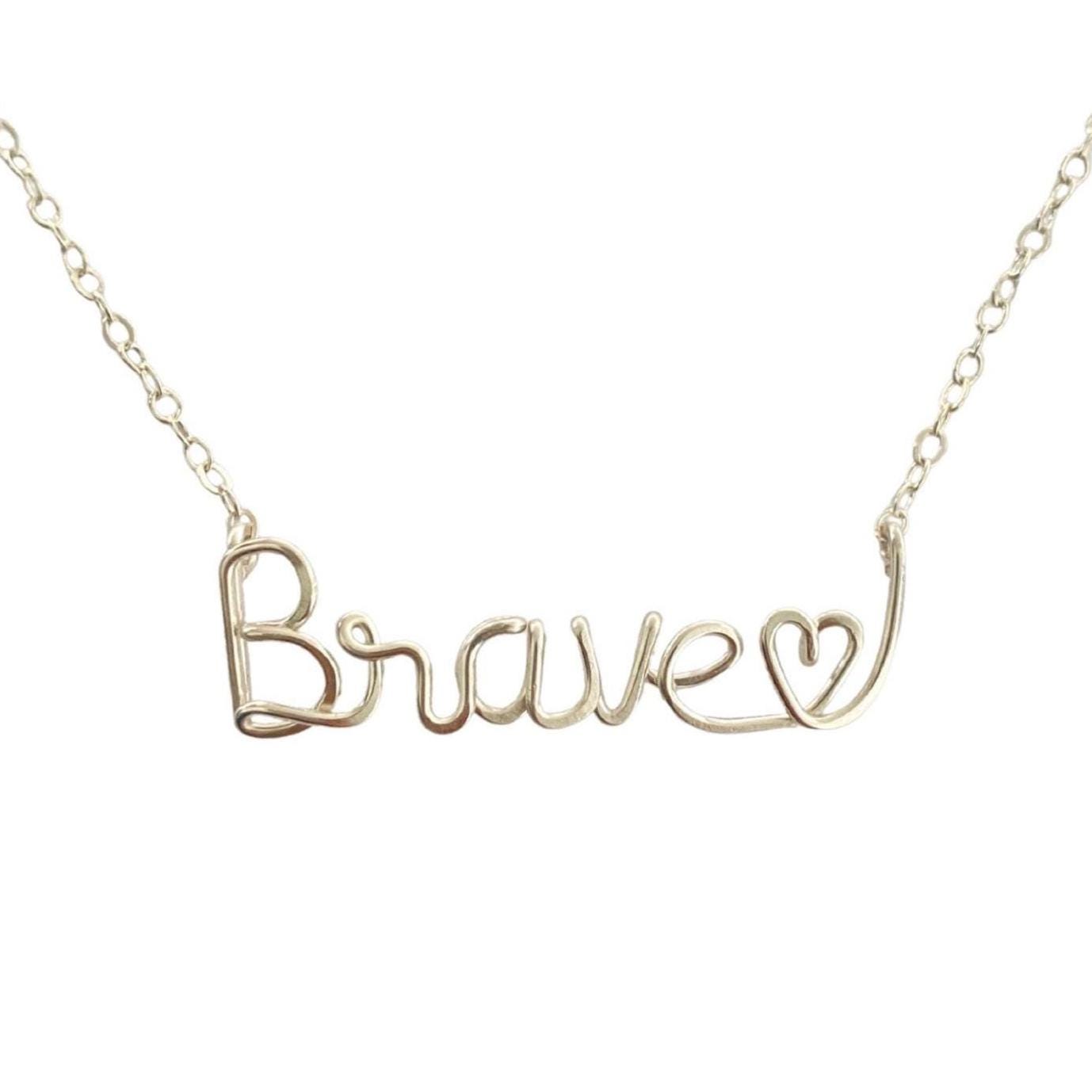 Sterling Silver Brave Heart Wire Name Necklace: Valentine's Gift