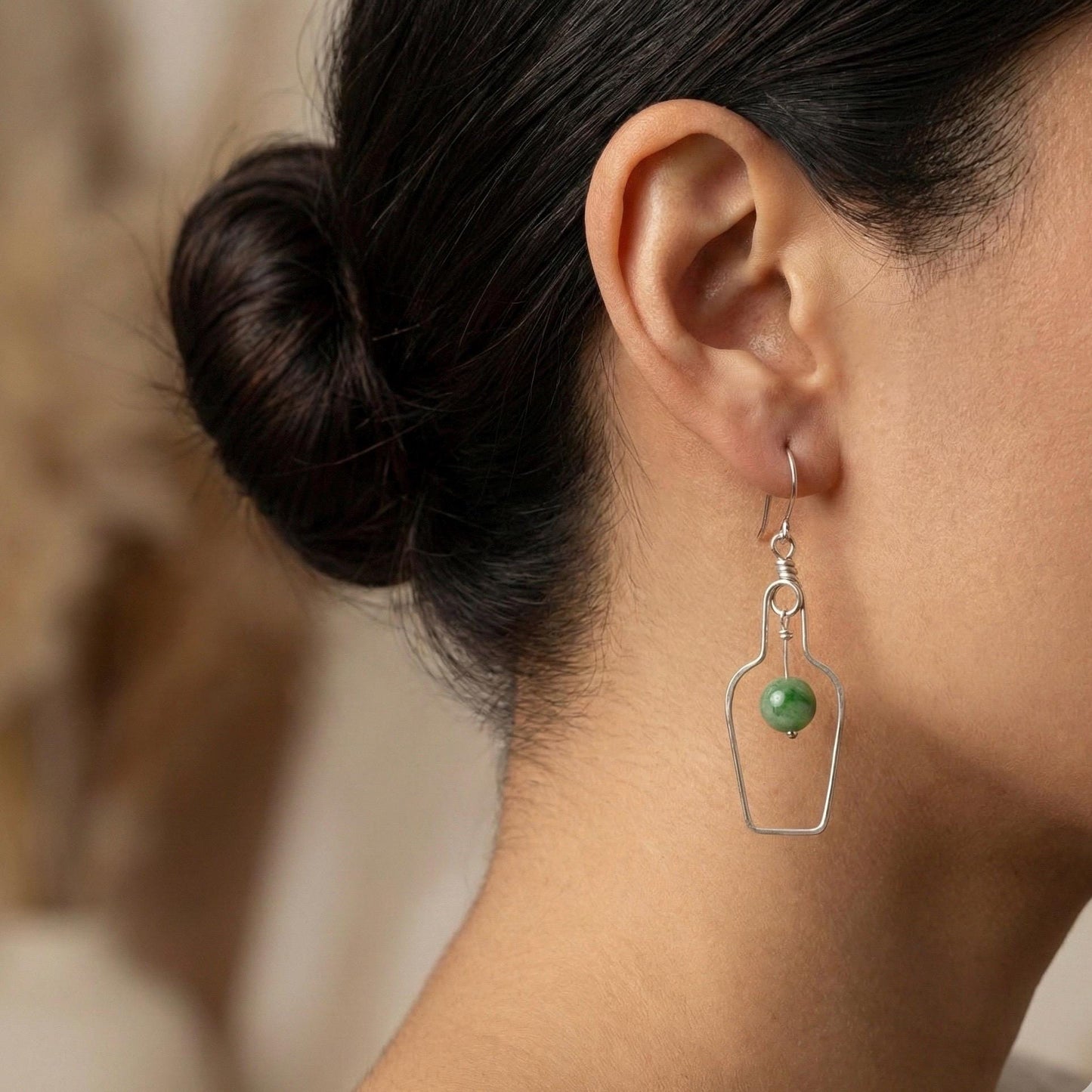 Jade Wine Bottle Cork Screw Earrings, Cocktail Lover Gift